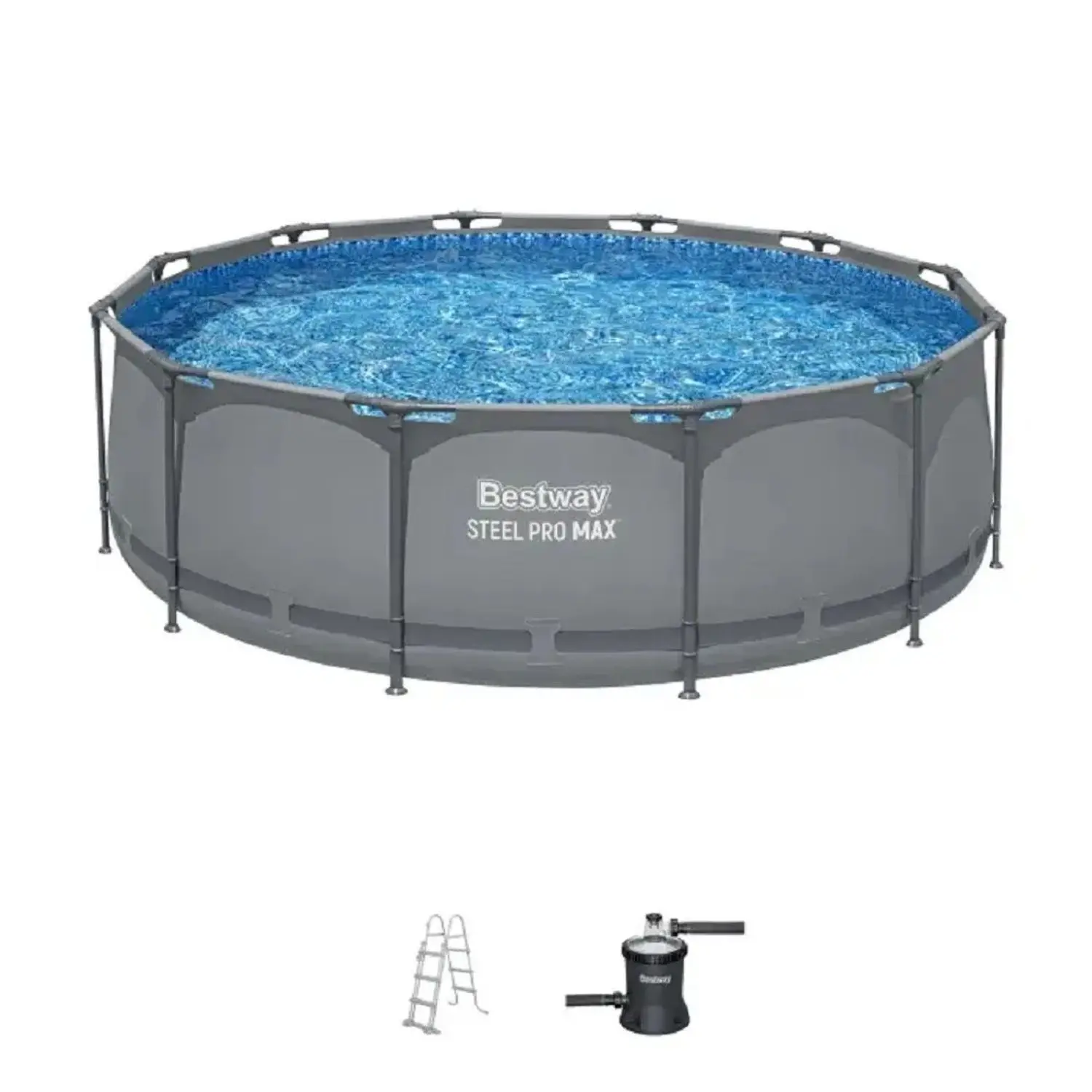 Bestway Bazén Steel Pro MAX tm.šedý filtrace, schůdky pr. 366 x 100 cm (EN)