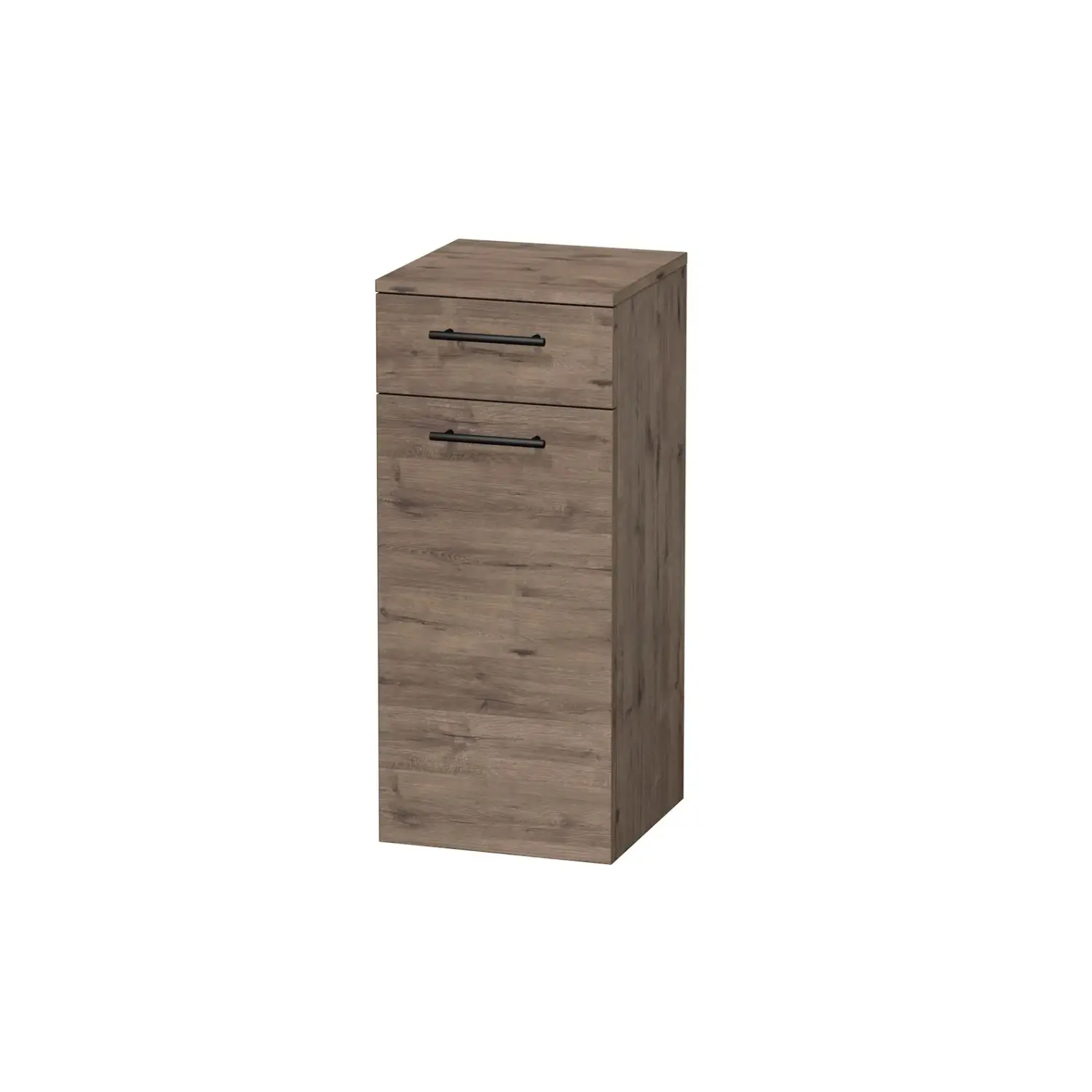 INTEDOOR Nízká skříň BEE levá, úchyt černý, š. 35 cm, dub Wellington