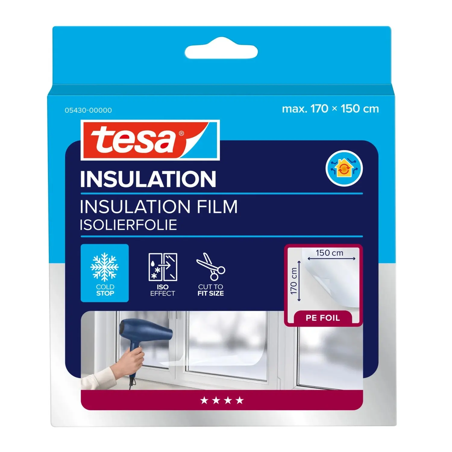 tesa Izolační fólie do okna INSULATION, transparentní, 1,7 x 1,5 m