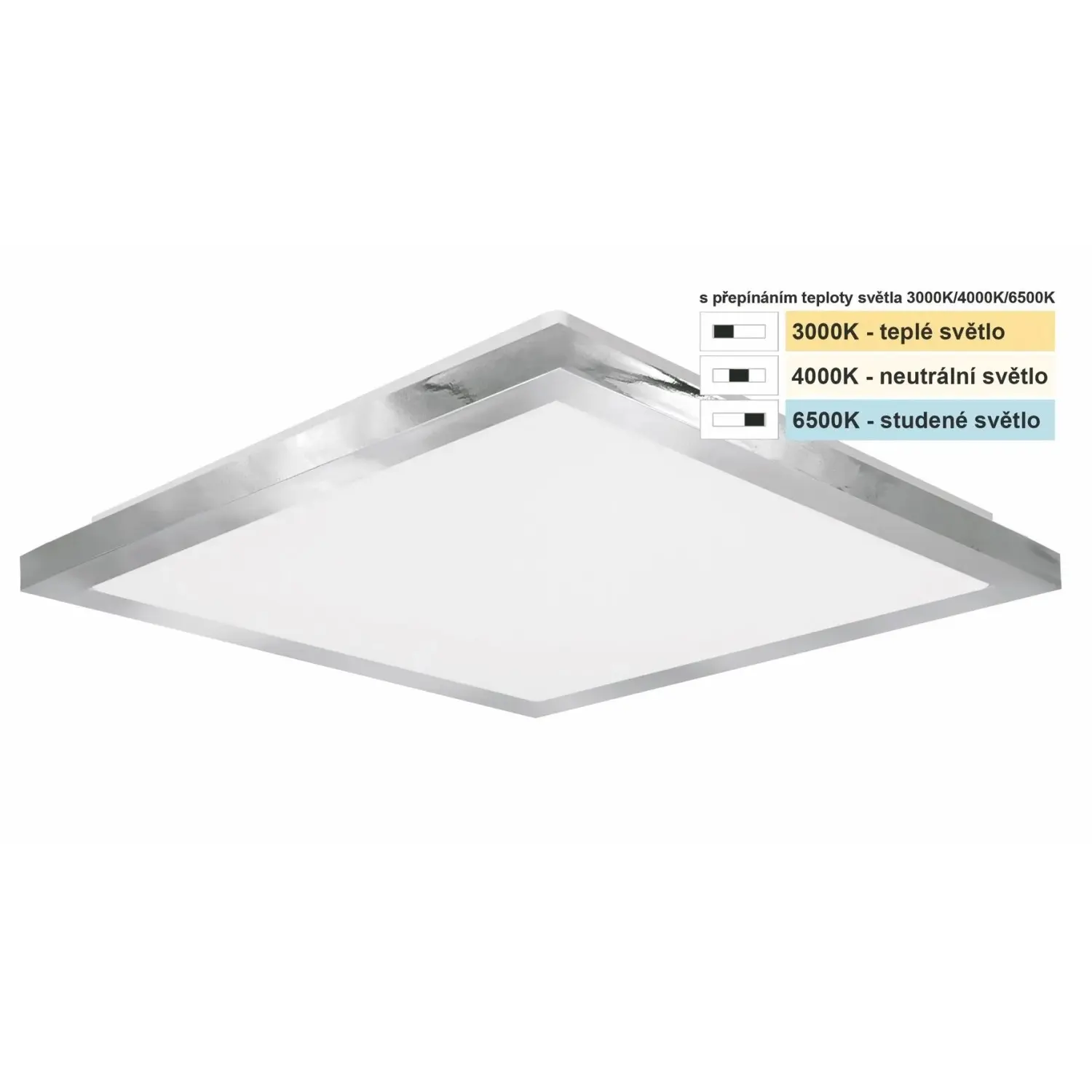 TOP LIGHT Koupelnové stropní LED svítidlo Silver HS CCT 10W IP44 1000lm 28x28cm