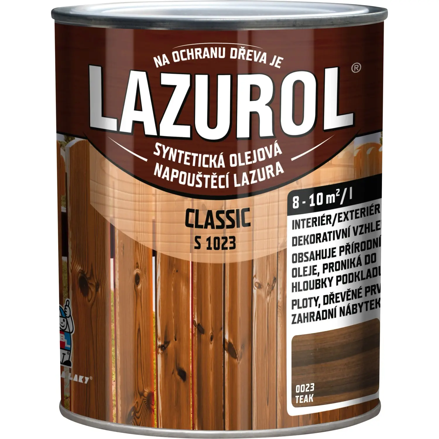 LAZUROL Lazura na dřevo CLASSIC S1023, 0023 teak 750 ml