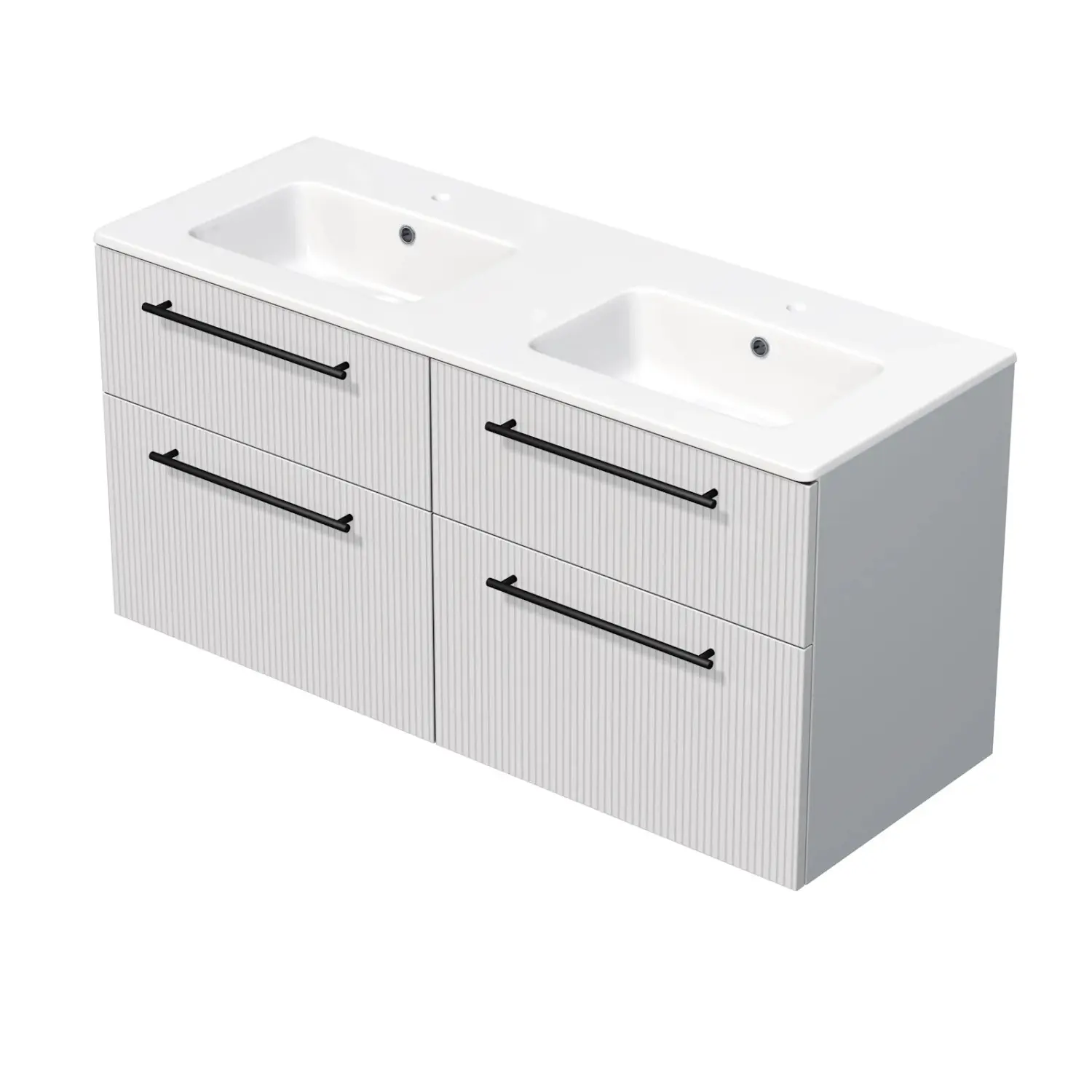 INTEDOOR Koupel.skříň+dvojumyvadlo BEE, úchyt černý, 4zás., š.121cm bílá 3D pruh
