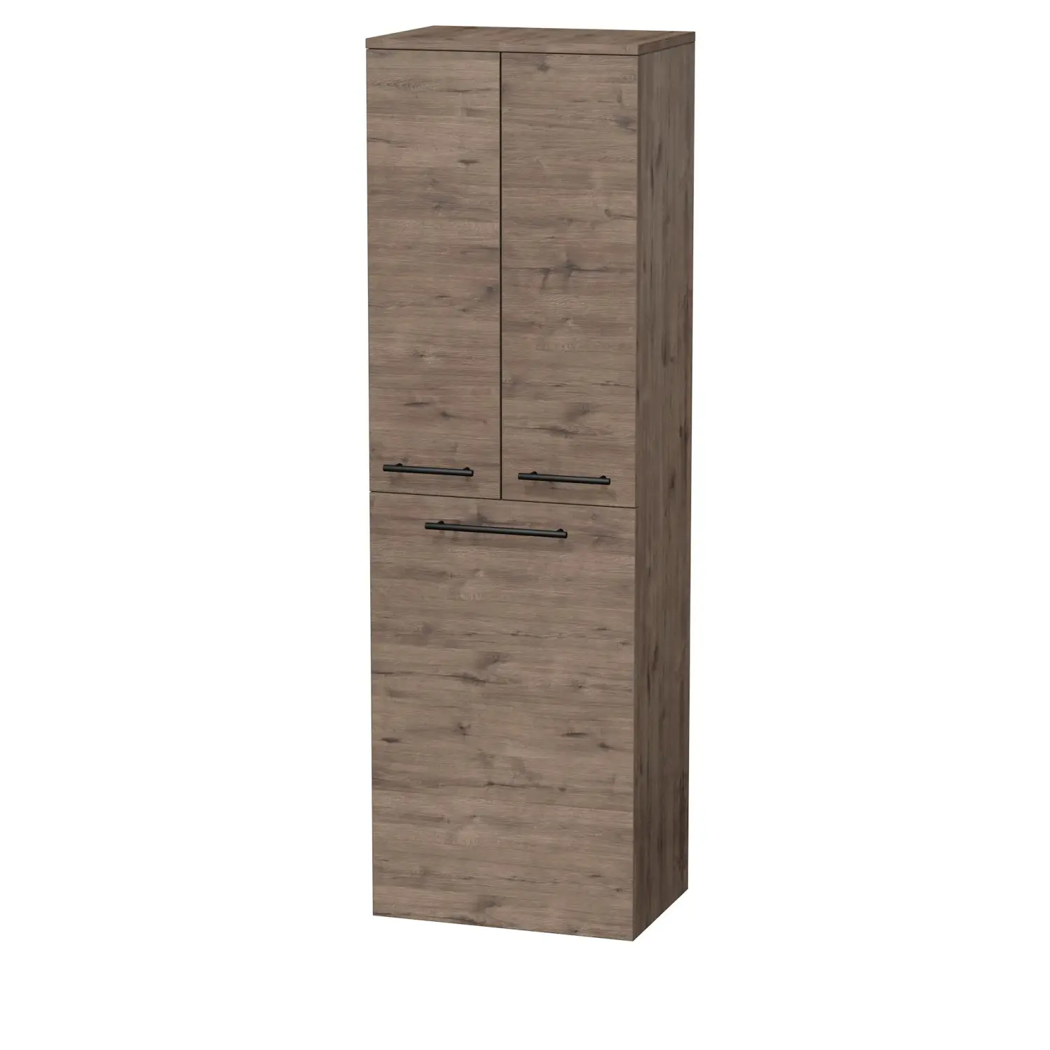 INTEDOOR Vysoká skříň BEE pravá, úchyt černý, 2dveře, koš, š.50cm, dub Welling.