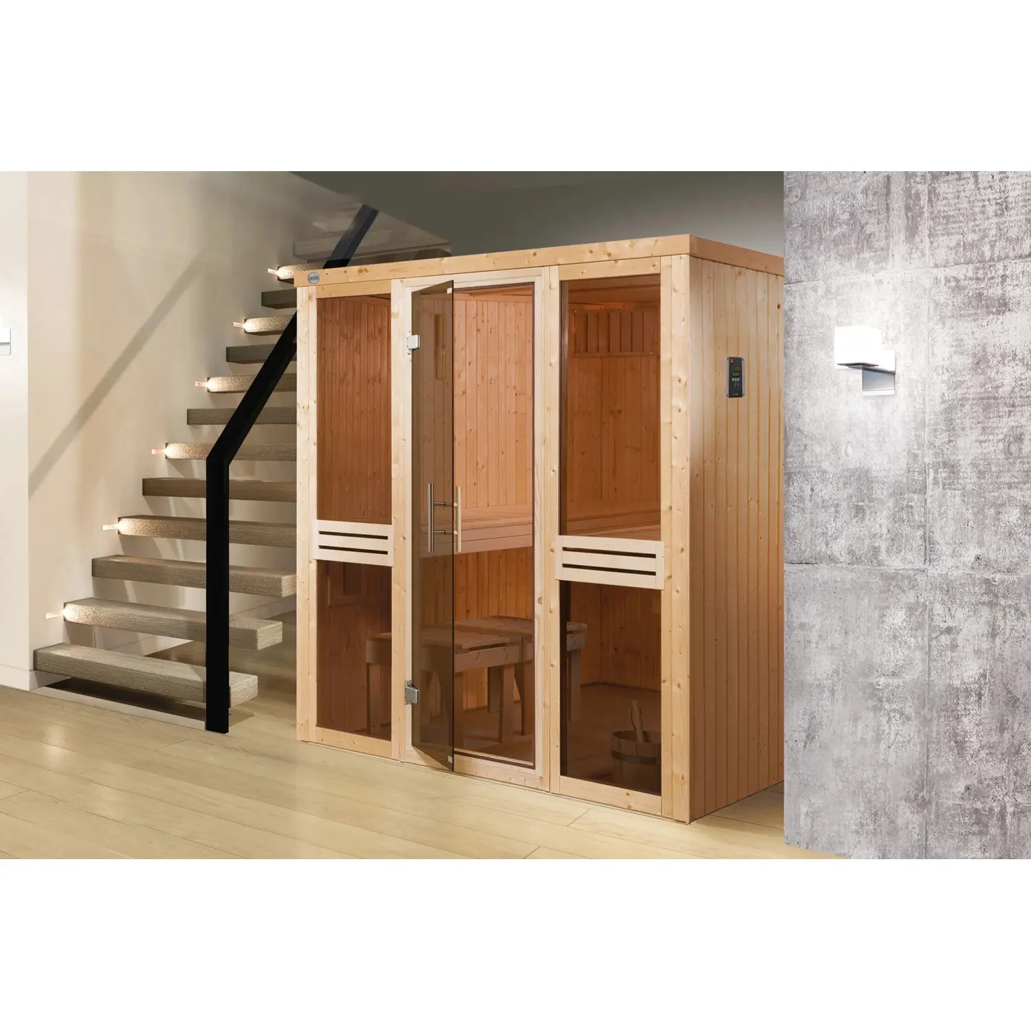 Weka Dřevěná sauna Kaarina 2 skl.dv., přírodní, 177x194x199 cm + Kompakt 5,4 kW