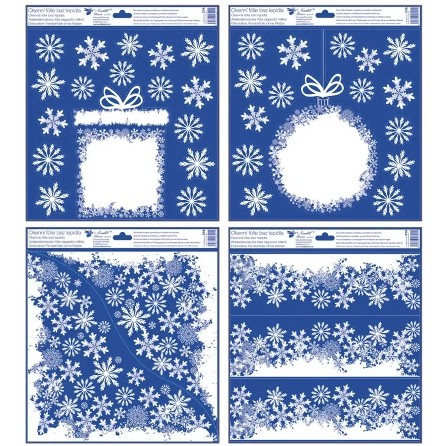Okenní fólie Motivy z vloček mix vzorů, 1 ks, 30 x 33,5 cm