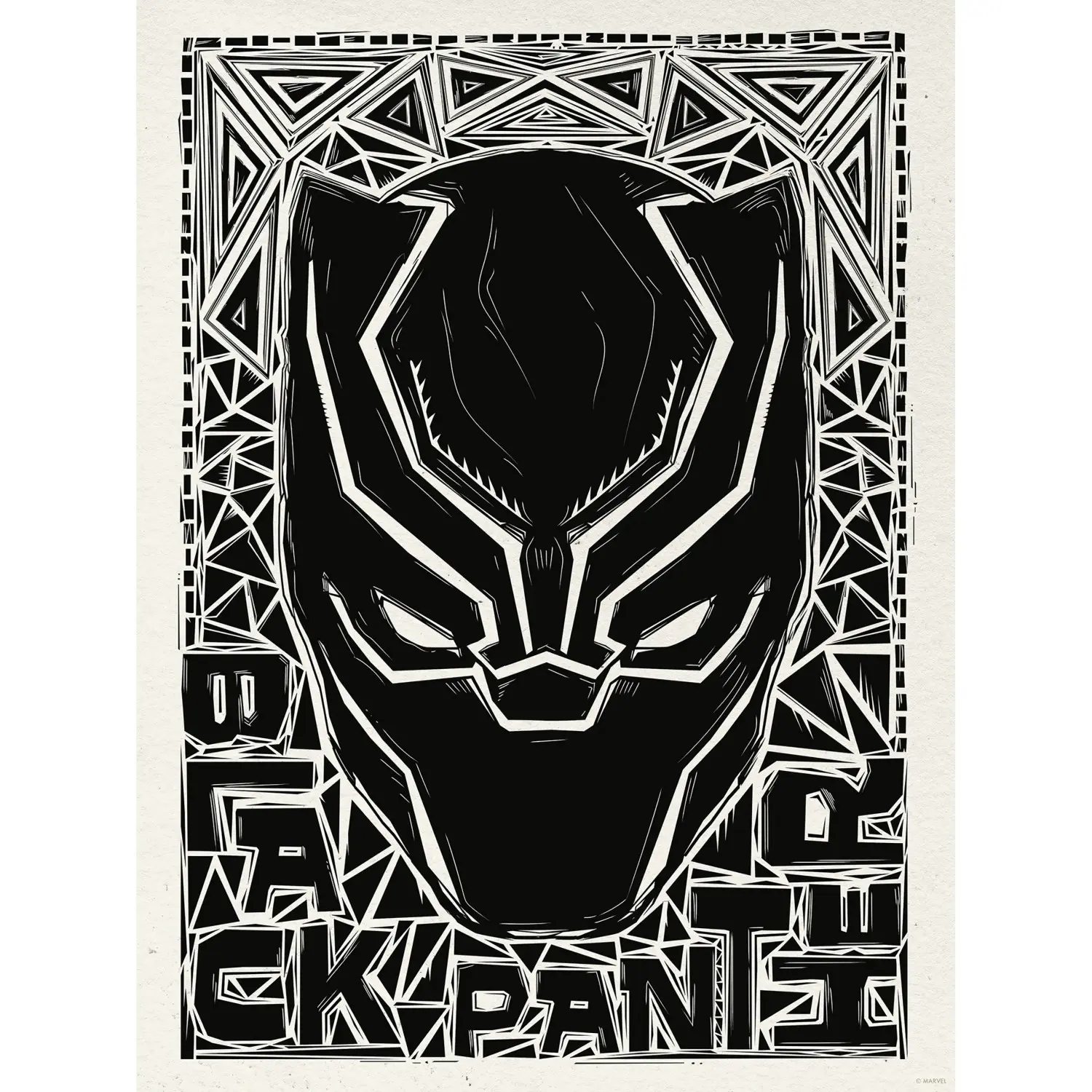 Komar Plakát Marvel Black Panther Lino-Cut Helmet 30 x 40 cm