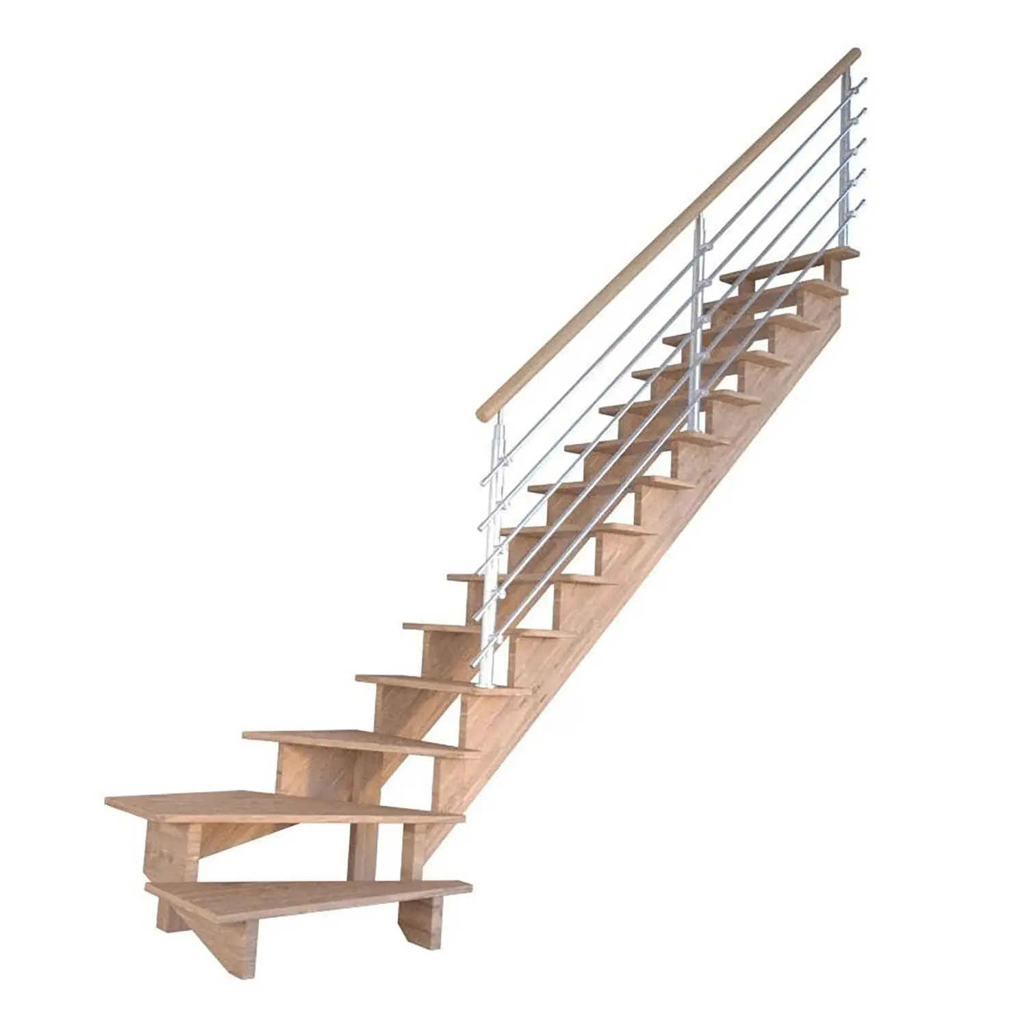 StarWood Schody Lindos dubové pravé 100cm otevřené design. nerez. zábradlí