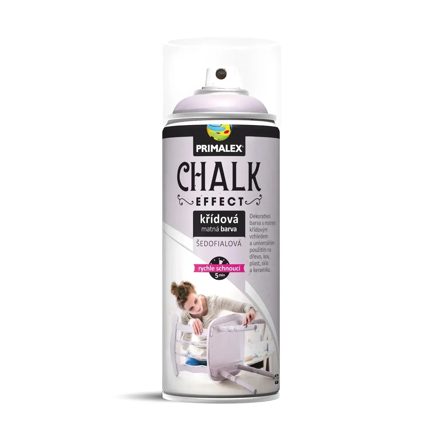 PRIMALEX Křídová matná barva ve spreji Chalk Effect šedofialová 400 ml