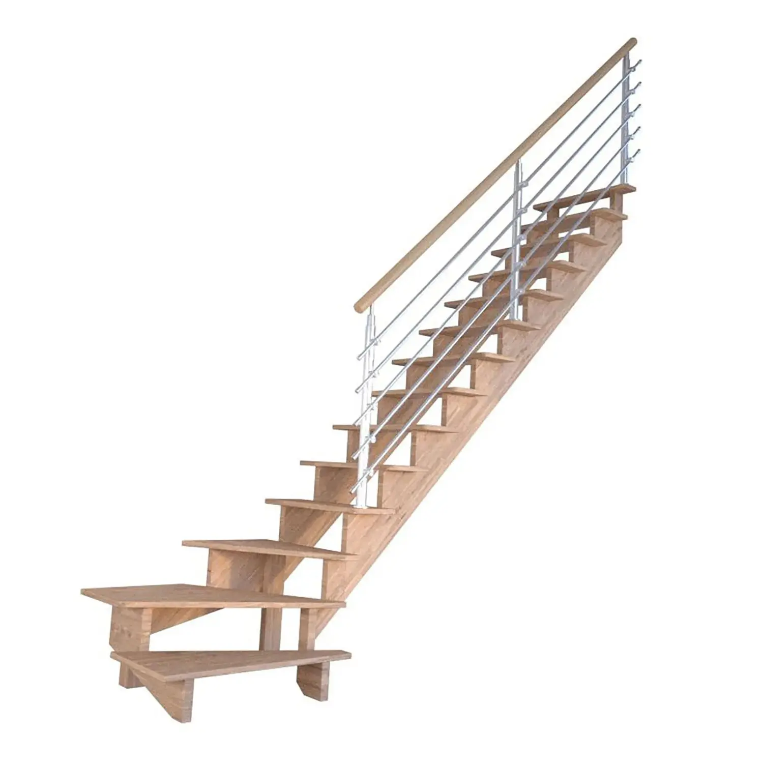 StarWood Schody Lindos dubové pravé 80cm otevřené design. nerez. zábradlí