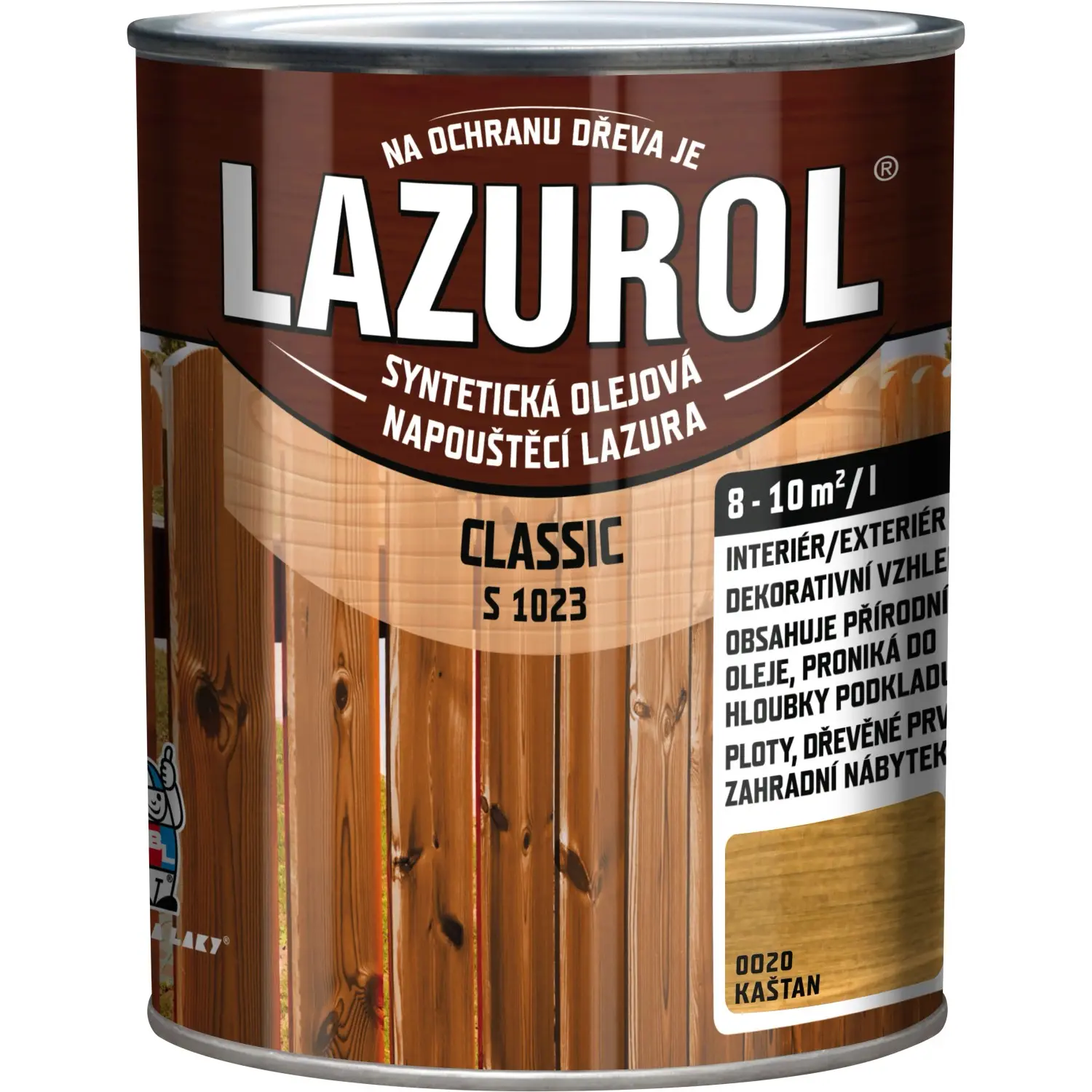 LAZUROL Lazura na dřevo CLASSIC S1023, 0020 kaštan 750 ml