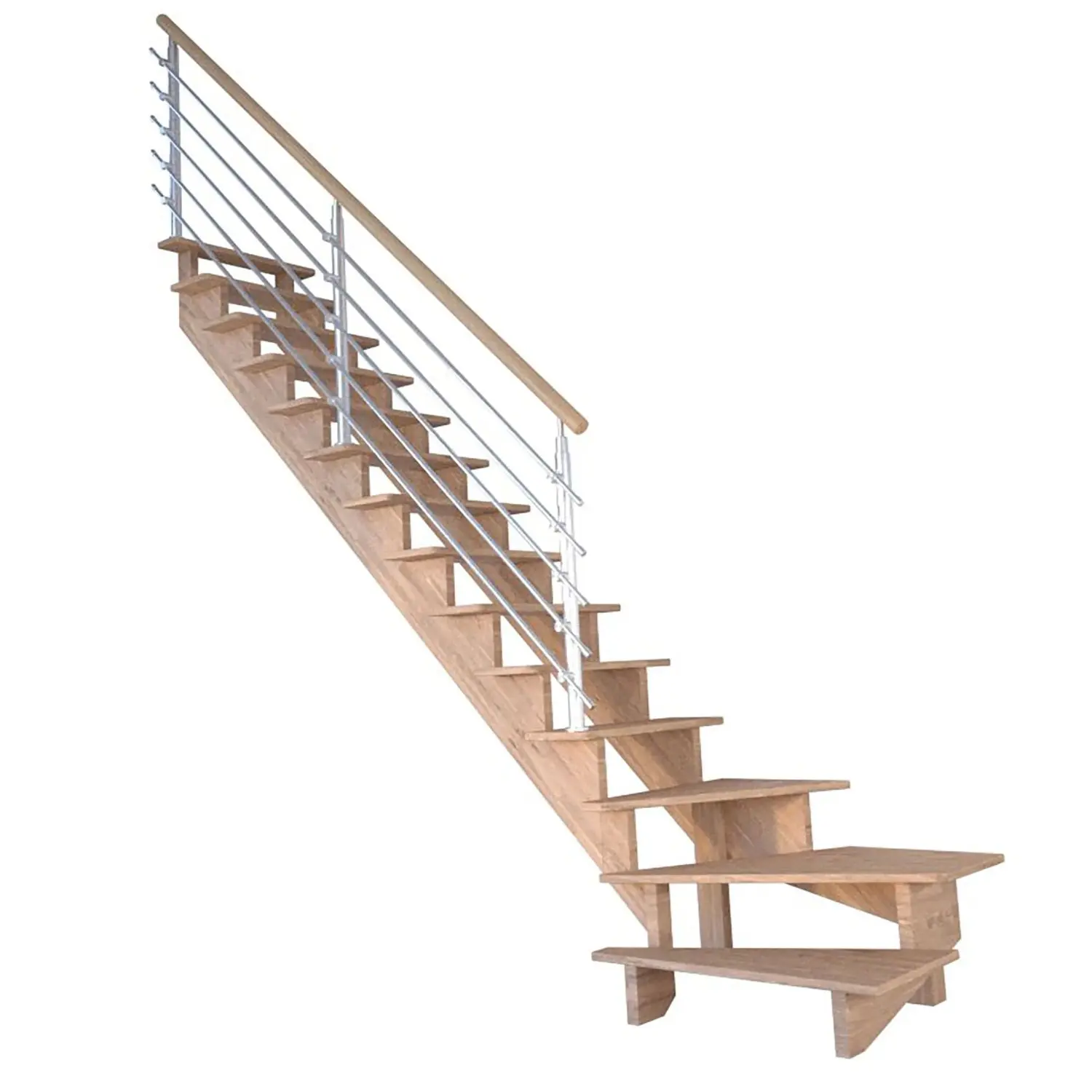 StarWood Schody Lindos Pro dubové levé 100cm otevřené design. nerez. zábradlí