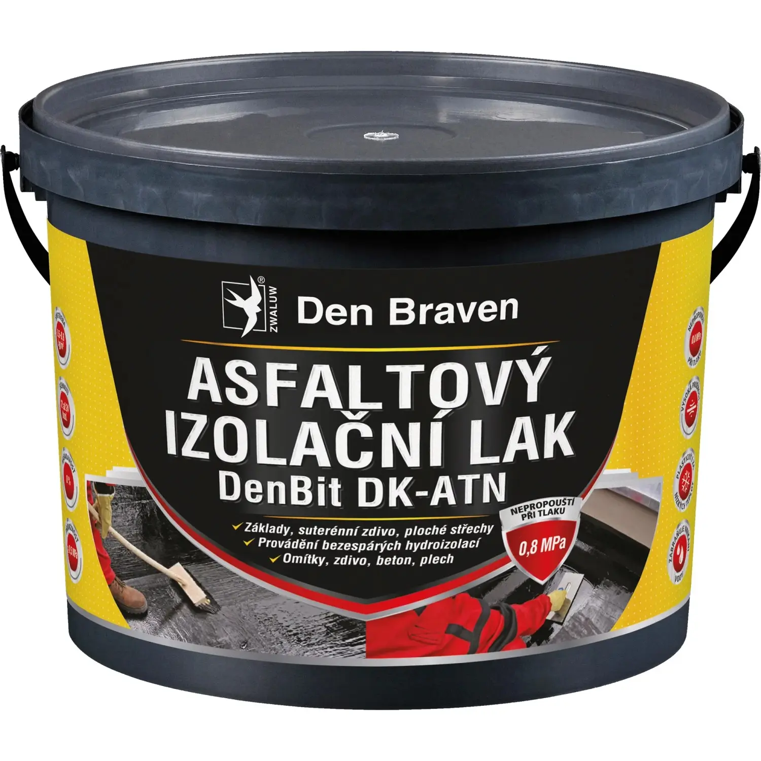 Den Braven Asfaltový izolační lak černý DenBit DK – ATN Typ: kbelík, Barva: černá, Balení: 4,5 kg