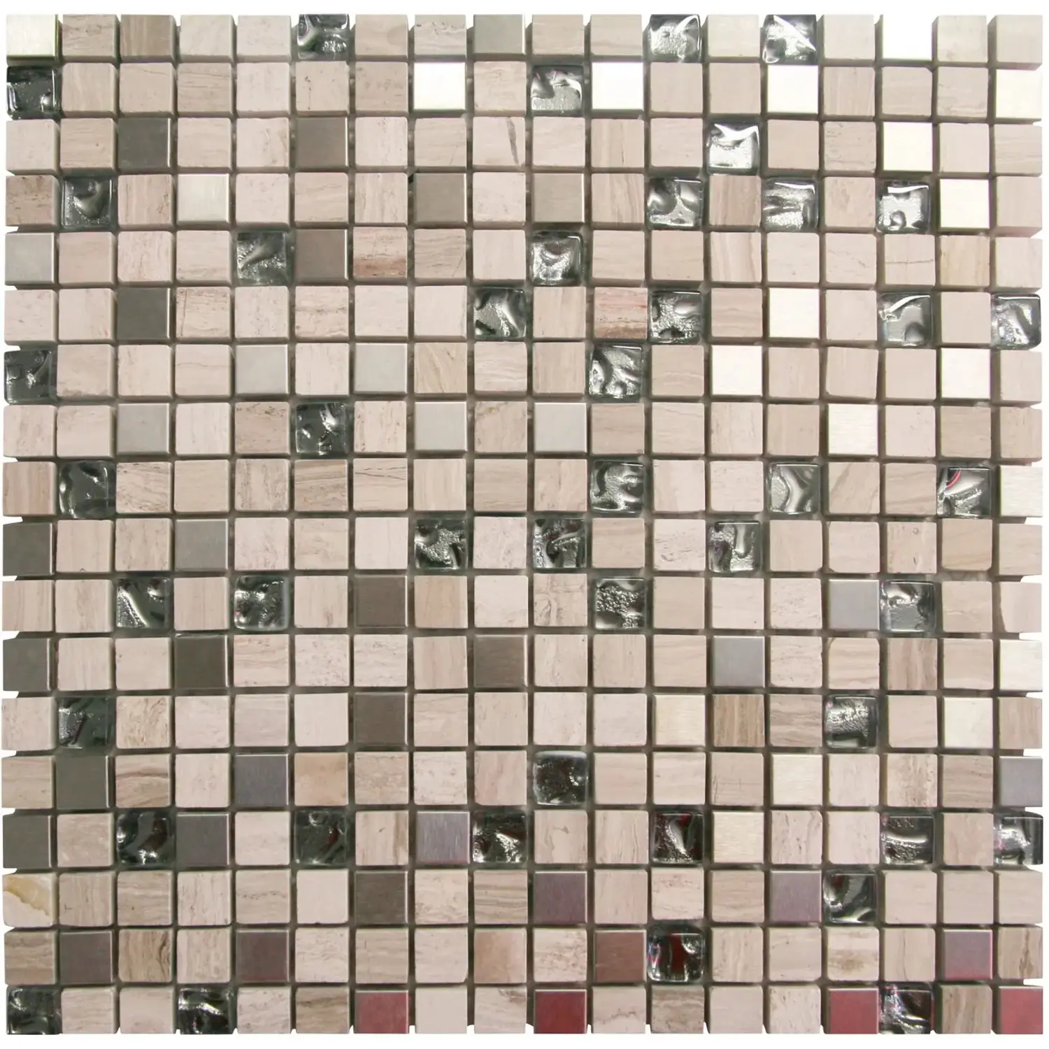 Euro Stone Kombinovaná mozaika Glas Grau/Marmor Grau/Edelstahl 30 x 30 cm