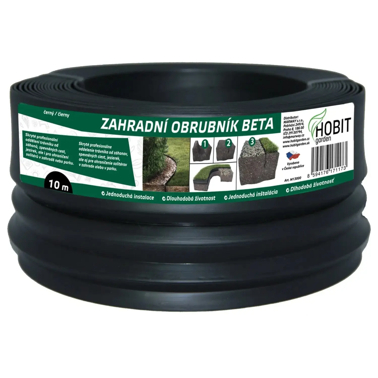 HOBIT garden Zahradní obrubník BETA černý 12 cm x 10 m