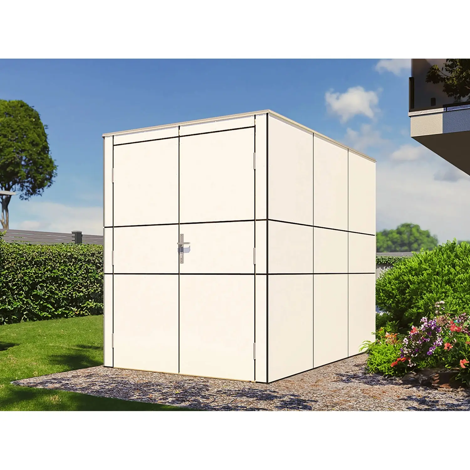 Bertilo Dřevěný zahradní přístřešek HPL Bike Port, bílá, 155 x 229 cm