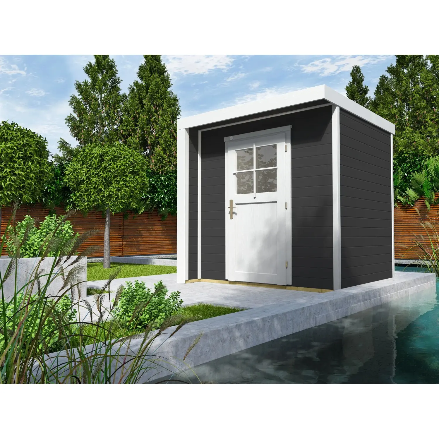 Weka Designový zahradní domek Riva 262, antracitová, 209 x 205 cm
