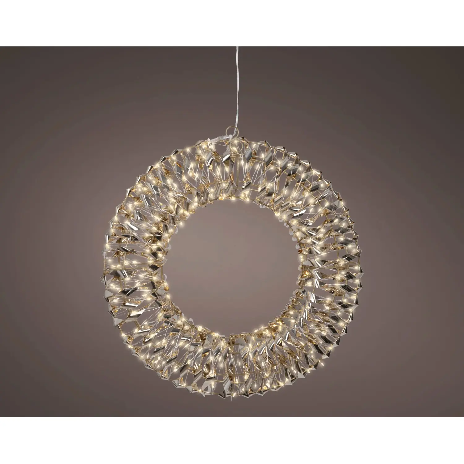 Lumineo Světelná dekorace věnec, 400 mikro LED teplá bílá, zlatá, pr. 38 cm