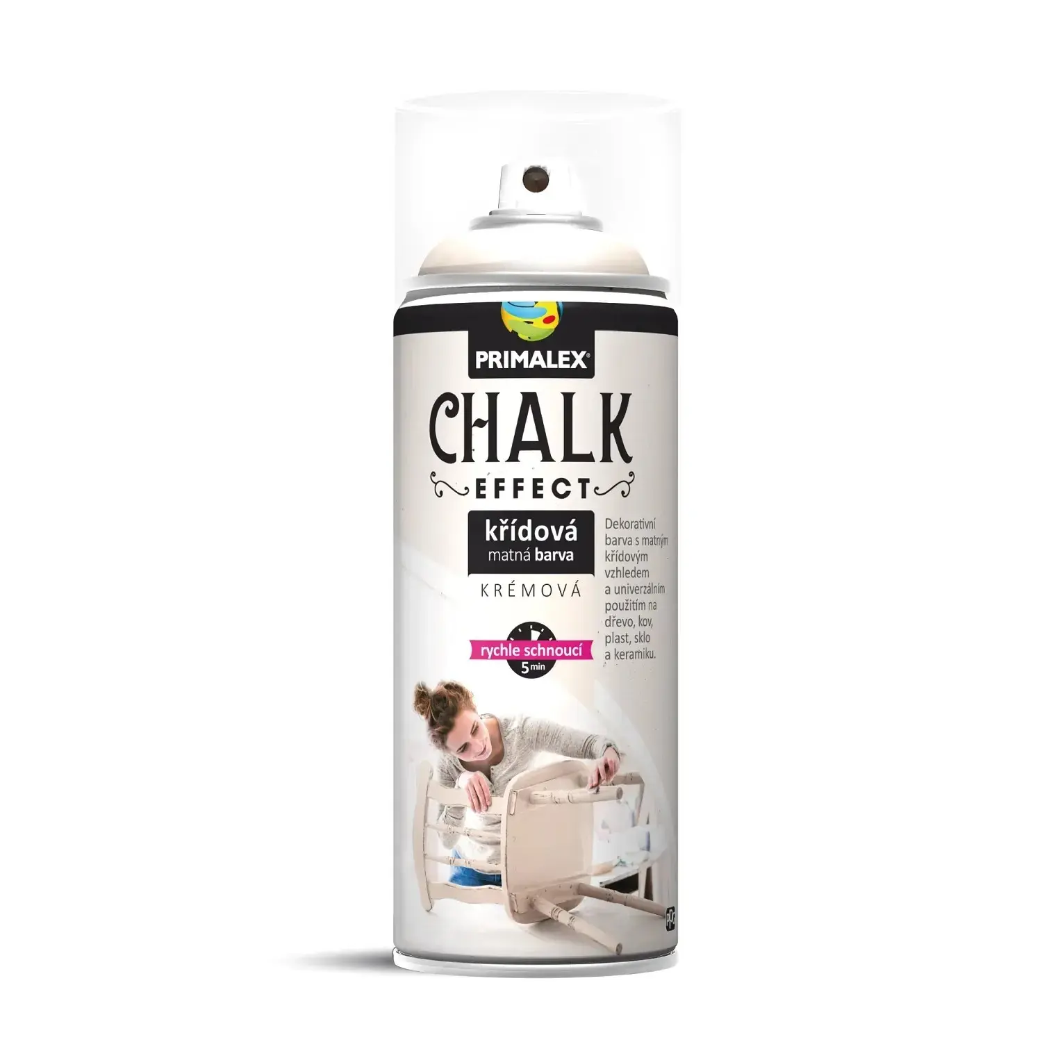 PRIMALEX Křídová matná barva ve spreji Chalk Effect krémová 400 ml