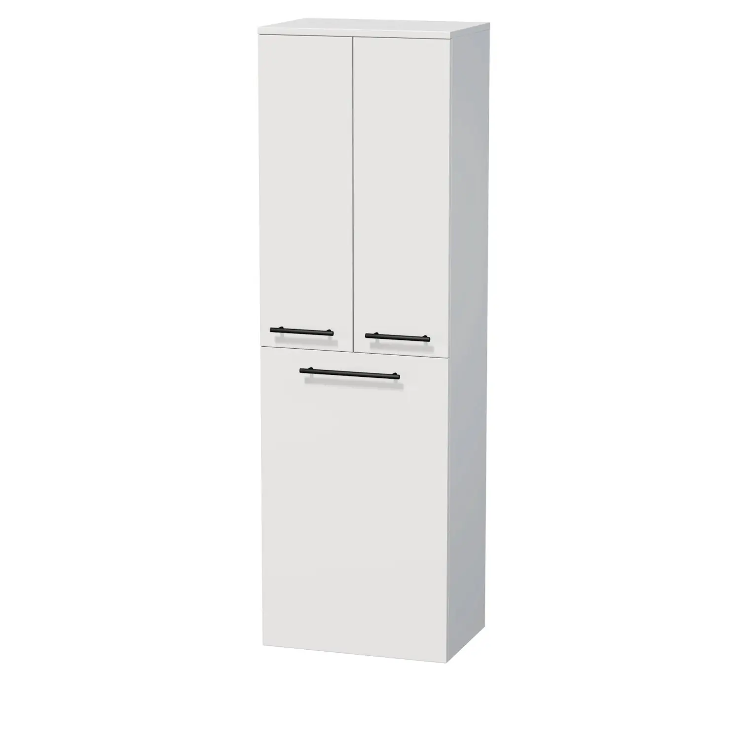 INTEDOOR Vysoká skříň BEE, pravé, úchyt černý, 2 dveře, koš, š. 50 cm, bílá lesk