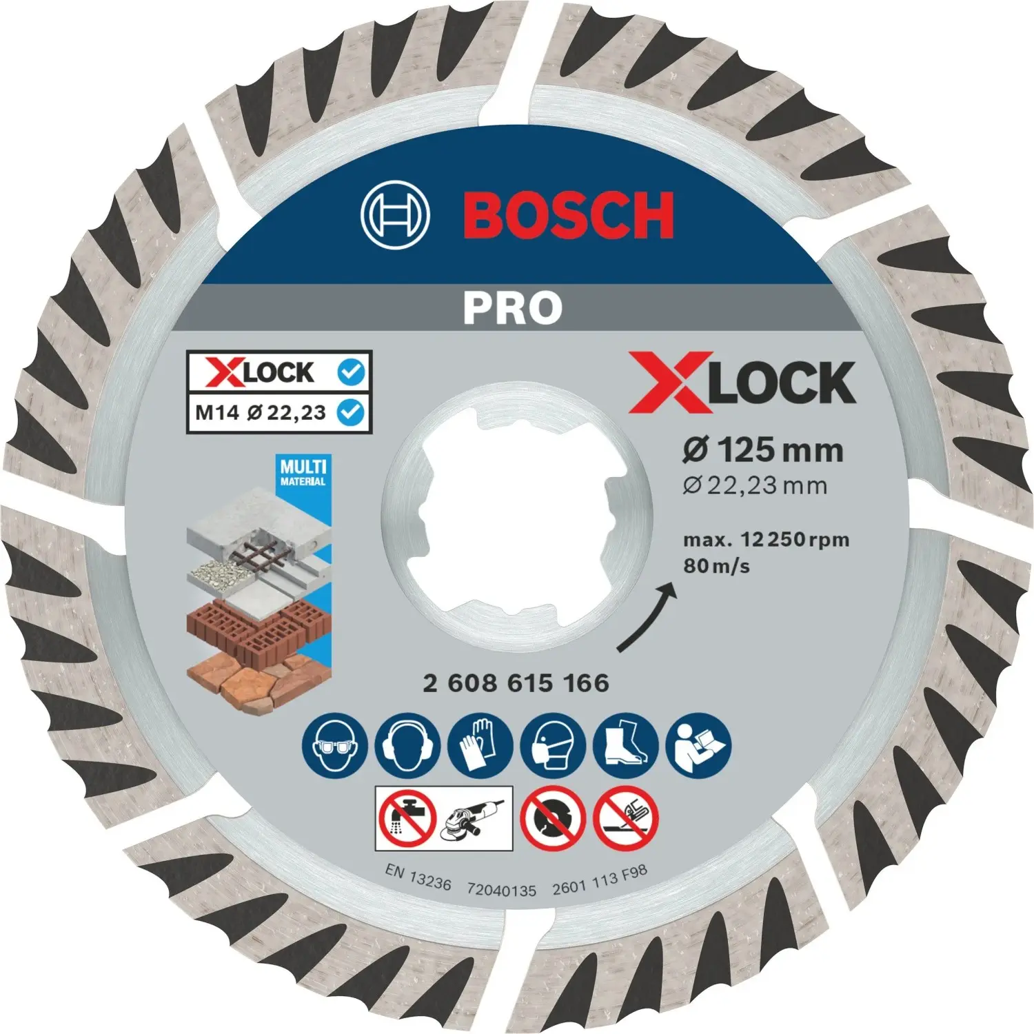 Bosch Diamantový dělicí kotouč X-LOCK PRO Multi Material pr. 125 x 22,23 mm
