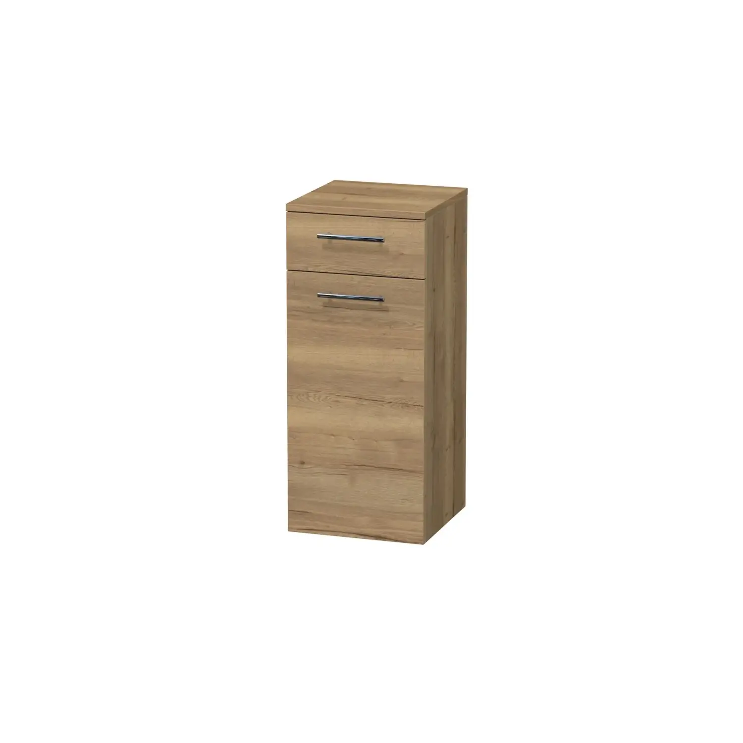 INTEDOOR Nízká skříň BEE, úchyt chrom, 1 zásuvka, koš, š. 35 cm, dub Halifax