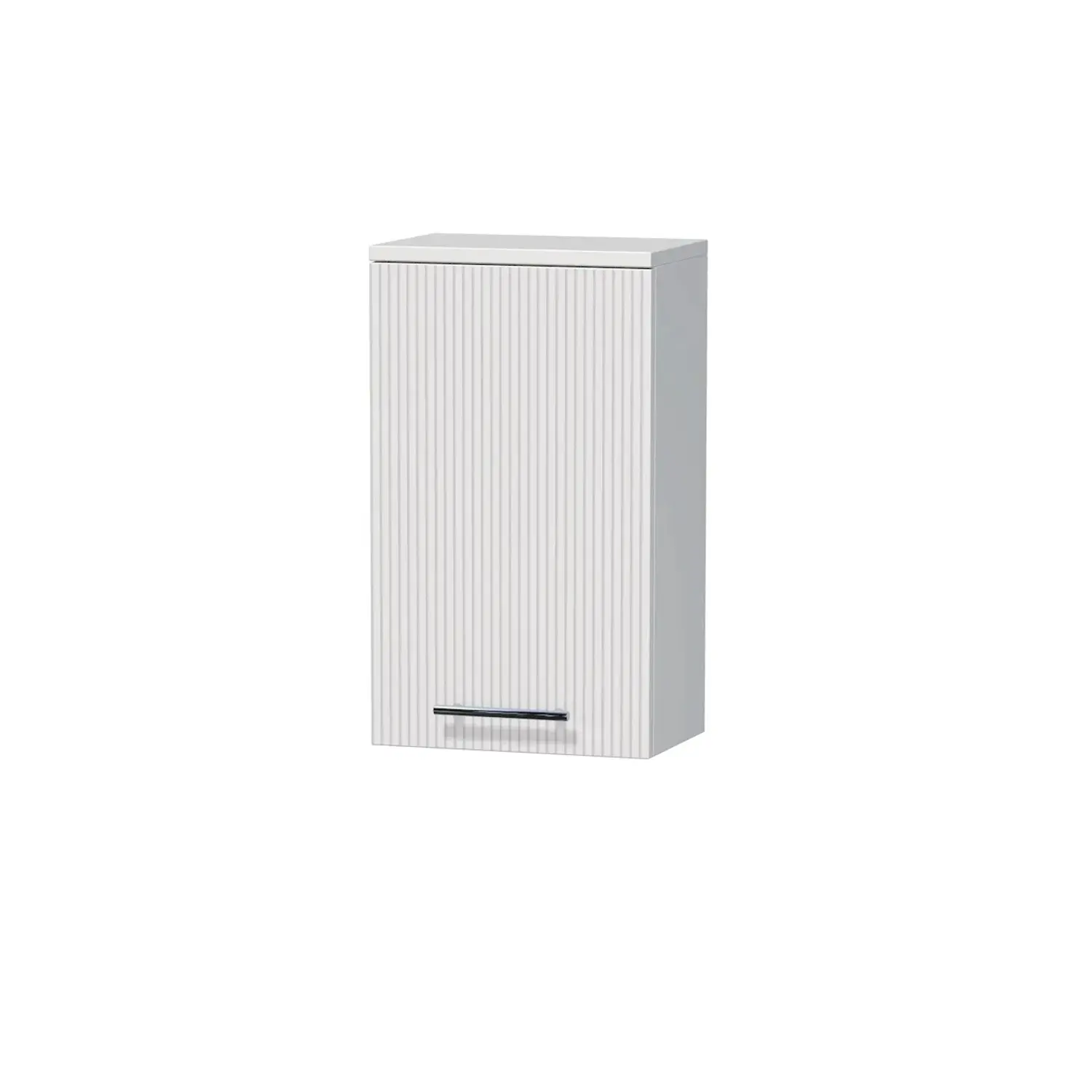 INTEDOOR Horní závěsná skříň BEE levá, úchyt chrom, š. 35 cm, bílá 3D pruhy