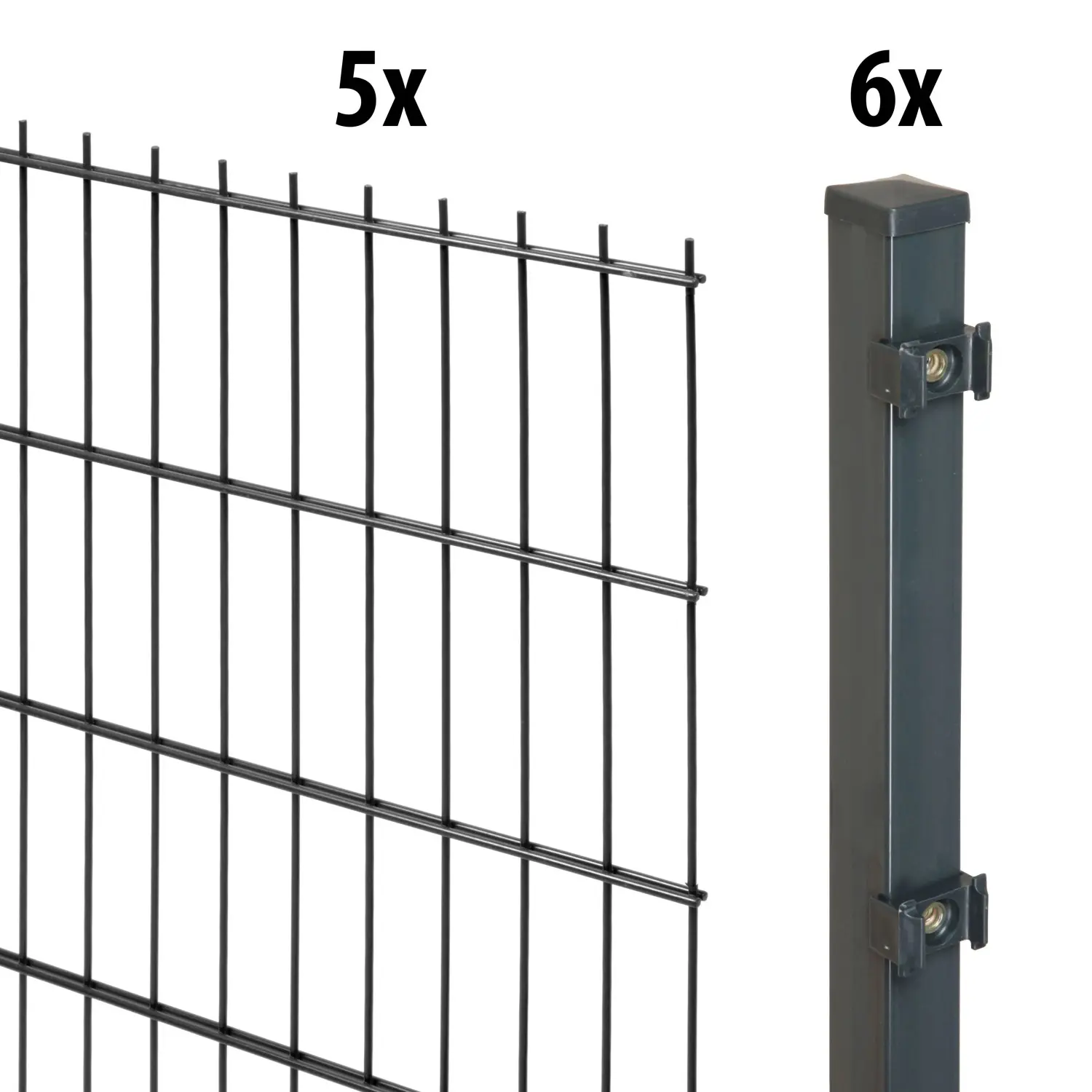 Floraworld Kompletní plotový set 2prut. sl.4×4 zabet., antracit, 143 cm, 10 m