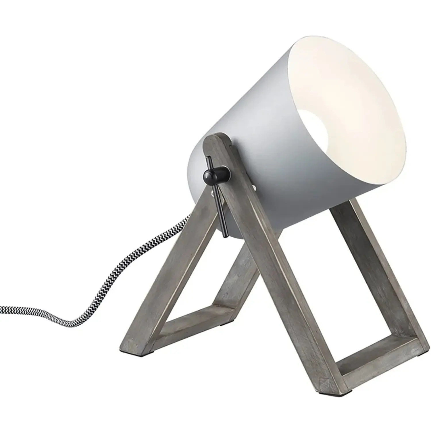 Reality Stolní lampa Marc, kov a dřevo, šedá, 19,5 x 12,5 x 21 cm