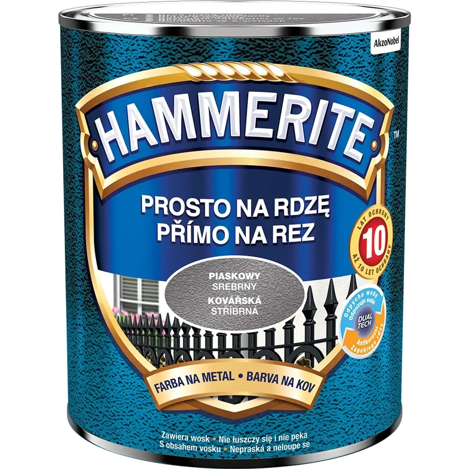 Hammerite Přímo na rez barva na železné kovy kovářská stříbrná 0,7 l