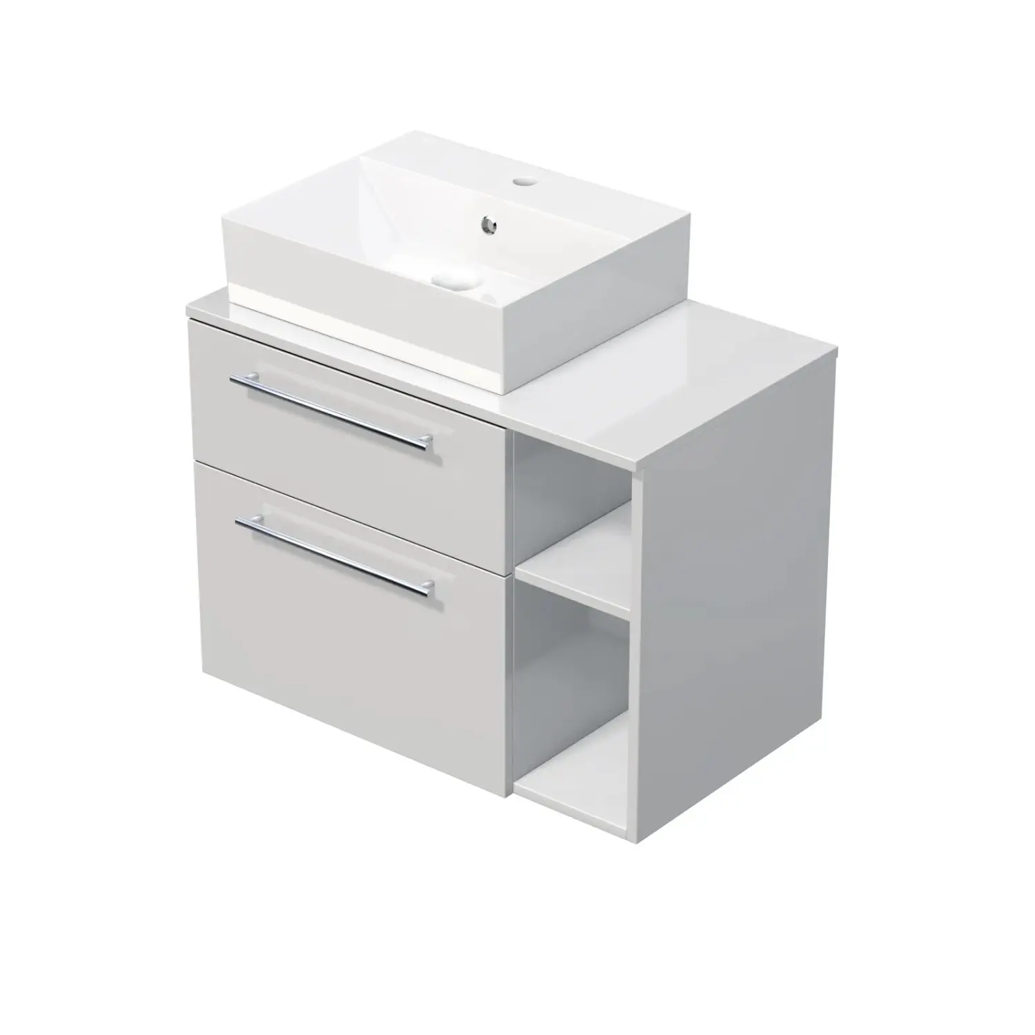 INTEDOOR Koupel.skříň+umyvadlo BEE, úchyt chrom, 80cm, regál vpravo, bílá lesk