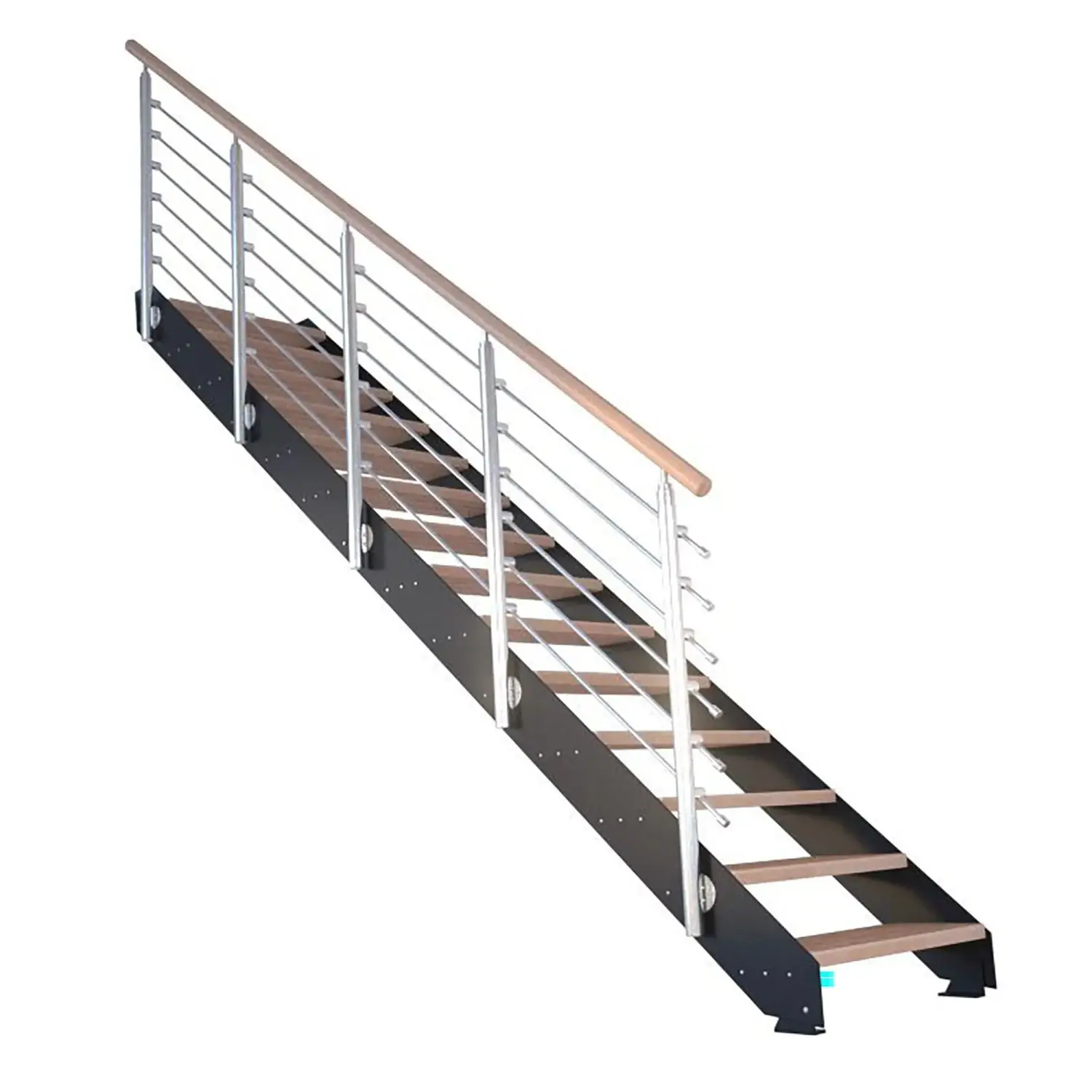 StarWood Kovové schody Kos 15 st. buk přír. 107 cm design. zábradlí černá