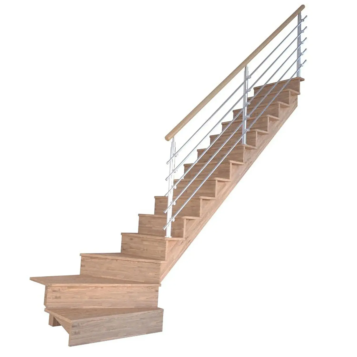 StarWood Schody Lindos Pro dubové pravé 80cm uzavřené design. nerez. zábradlí