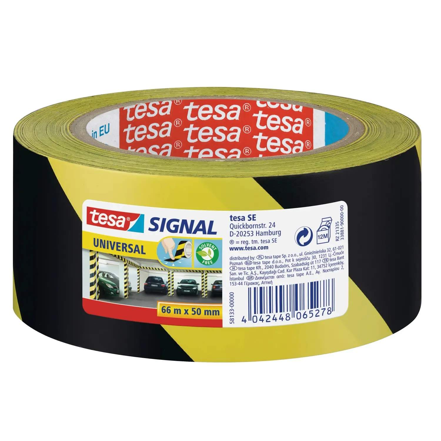 tesa Vyznačovací lepicí páska Signal Universal, žlutá/černá, 66 m x 50 mm