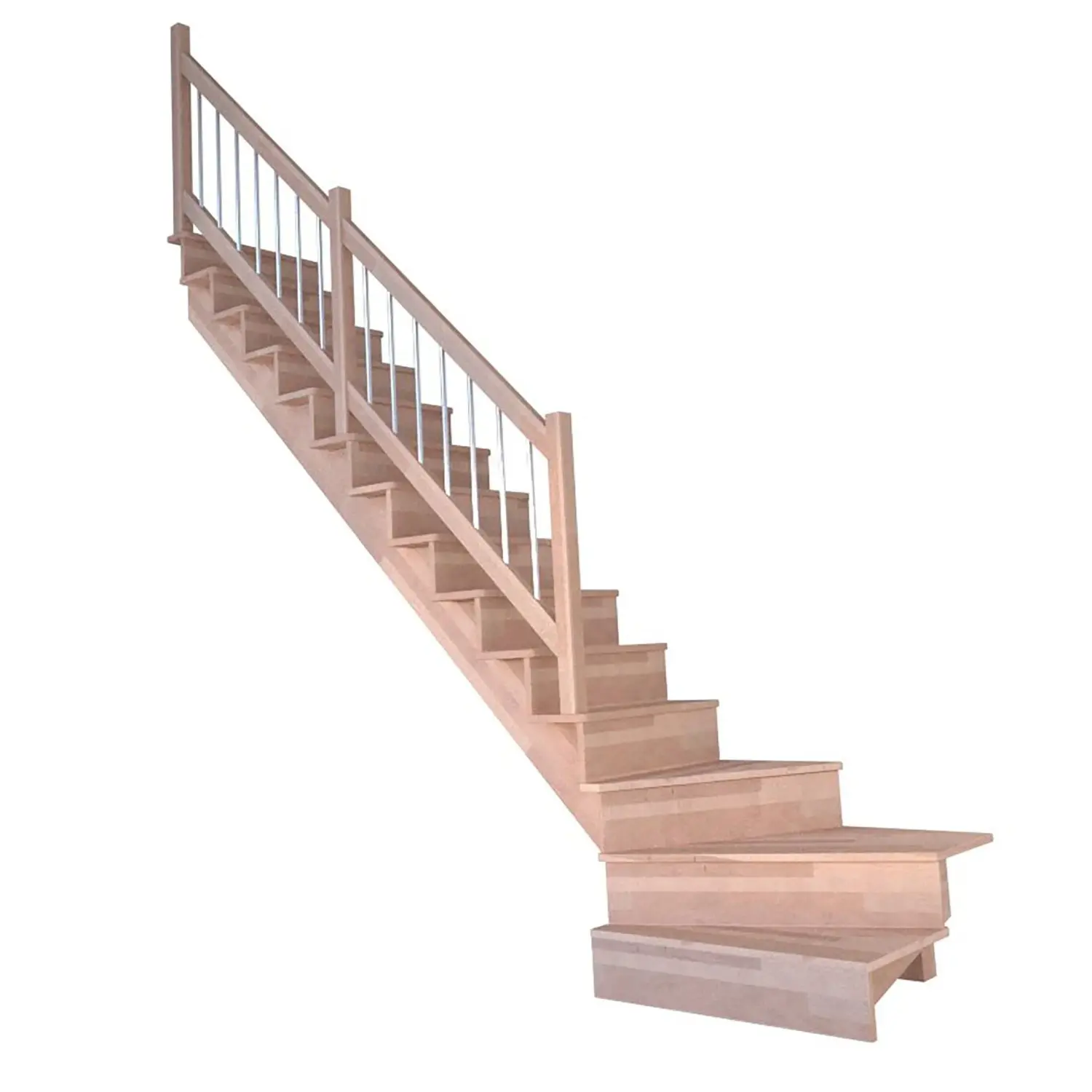 StarWood Schody Lindos Pro bukové levé 80cm uzavřené dřev. nerez. zábradlí