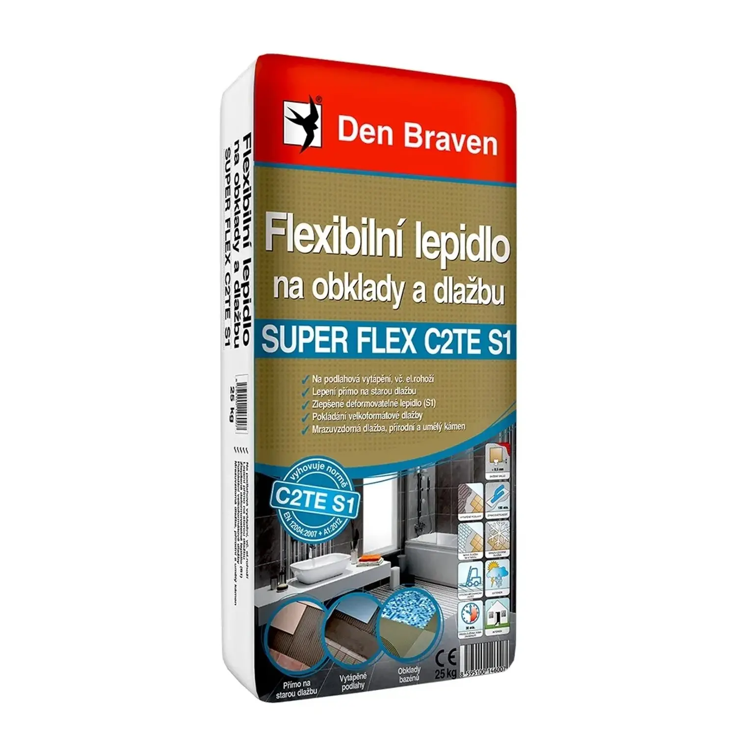 Den Braven Flexibilní lepidlo na obklady a dlažbu SUPER FLEX C2TES1 25 kg