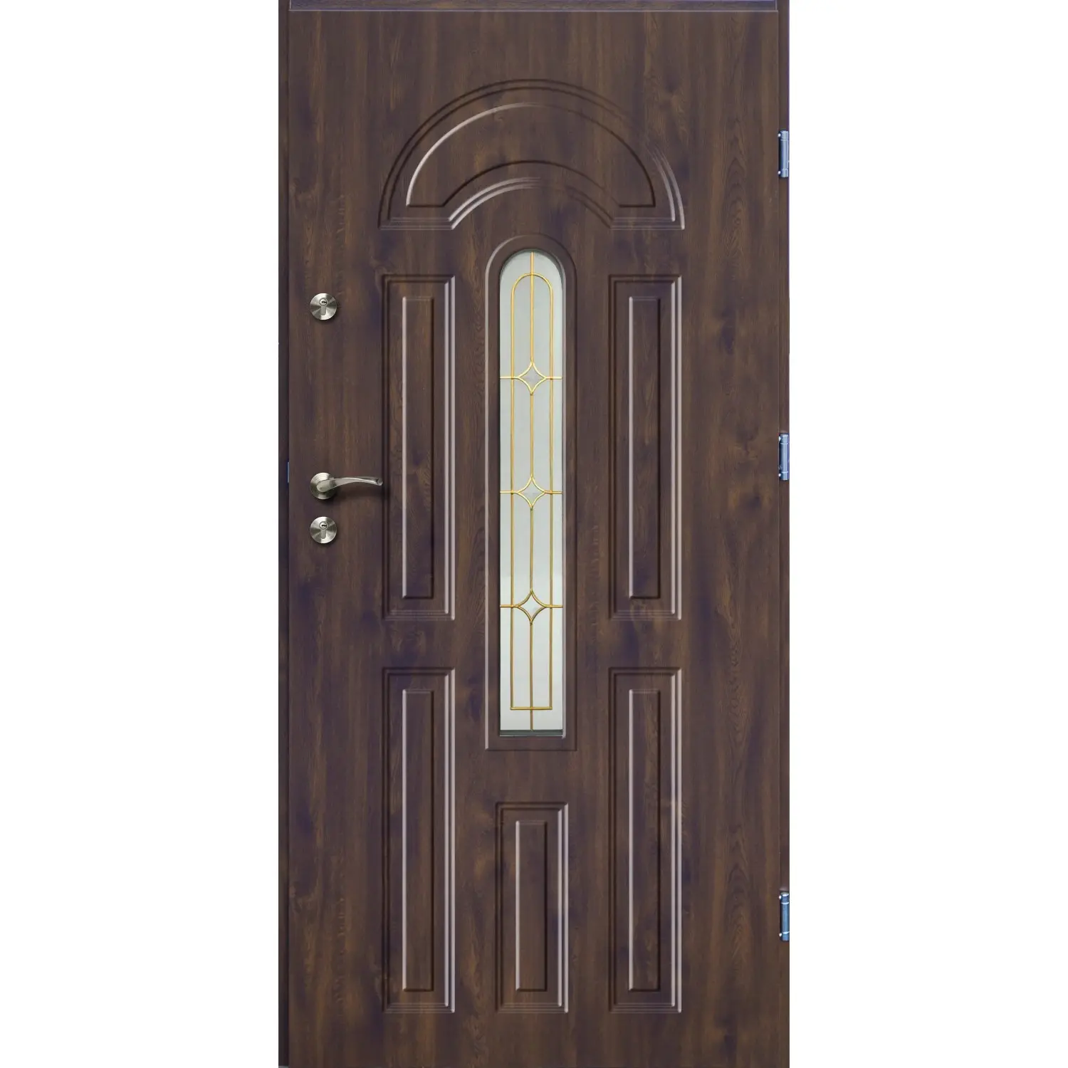 O.K. Doors Venkovní ocelové vchodové dveře AZZURO II, tmavý ořech, 90 P