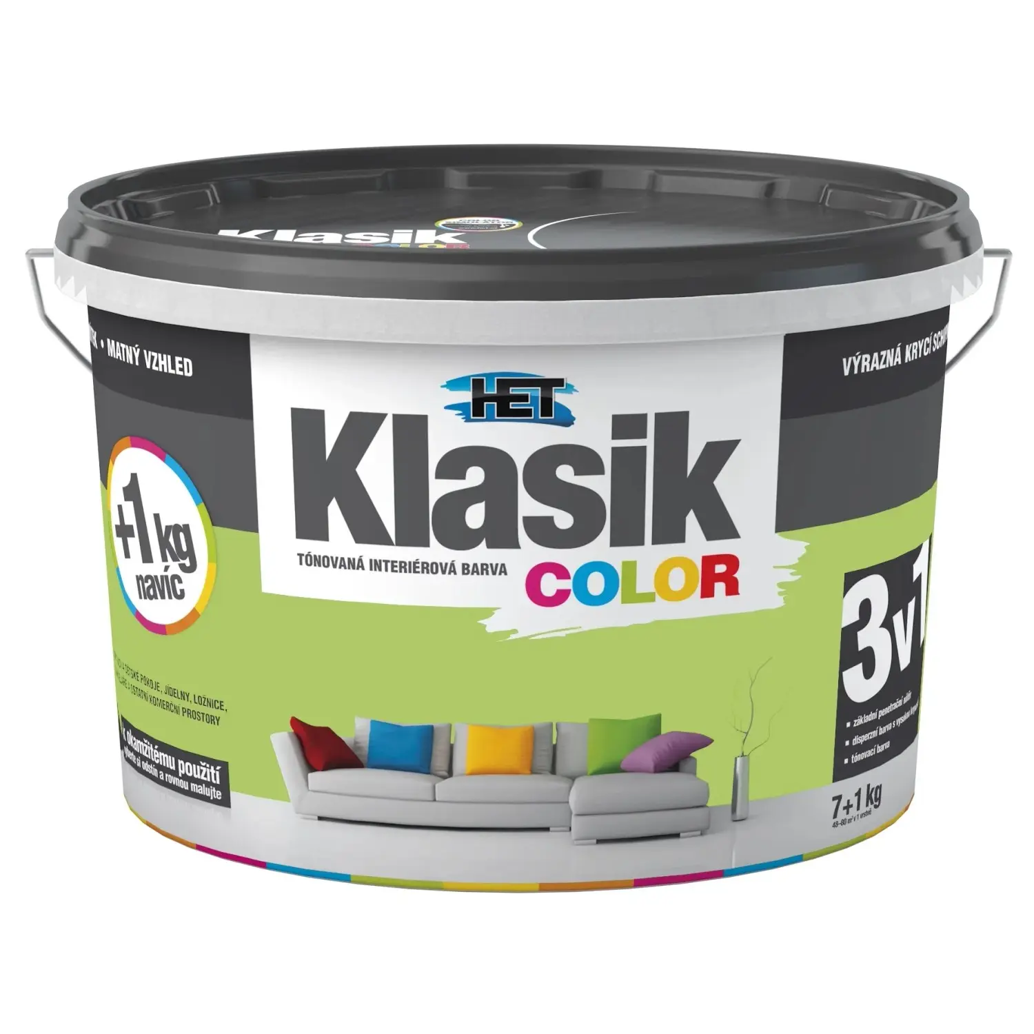 HET Klasik COLOR Tónovaná interiérová barva KC 0597 zelená limetková, 7 + 1 kg