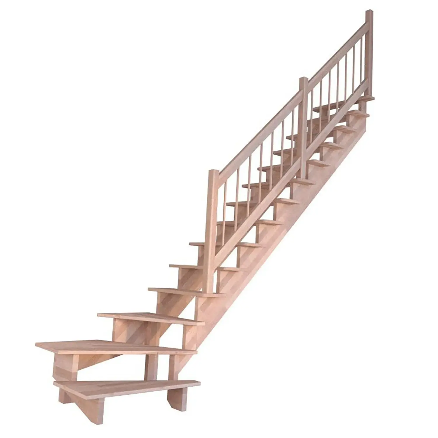 StarWood Schody Lindos bukové pravé 100cm otevřené dřev. design. zábradlí