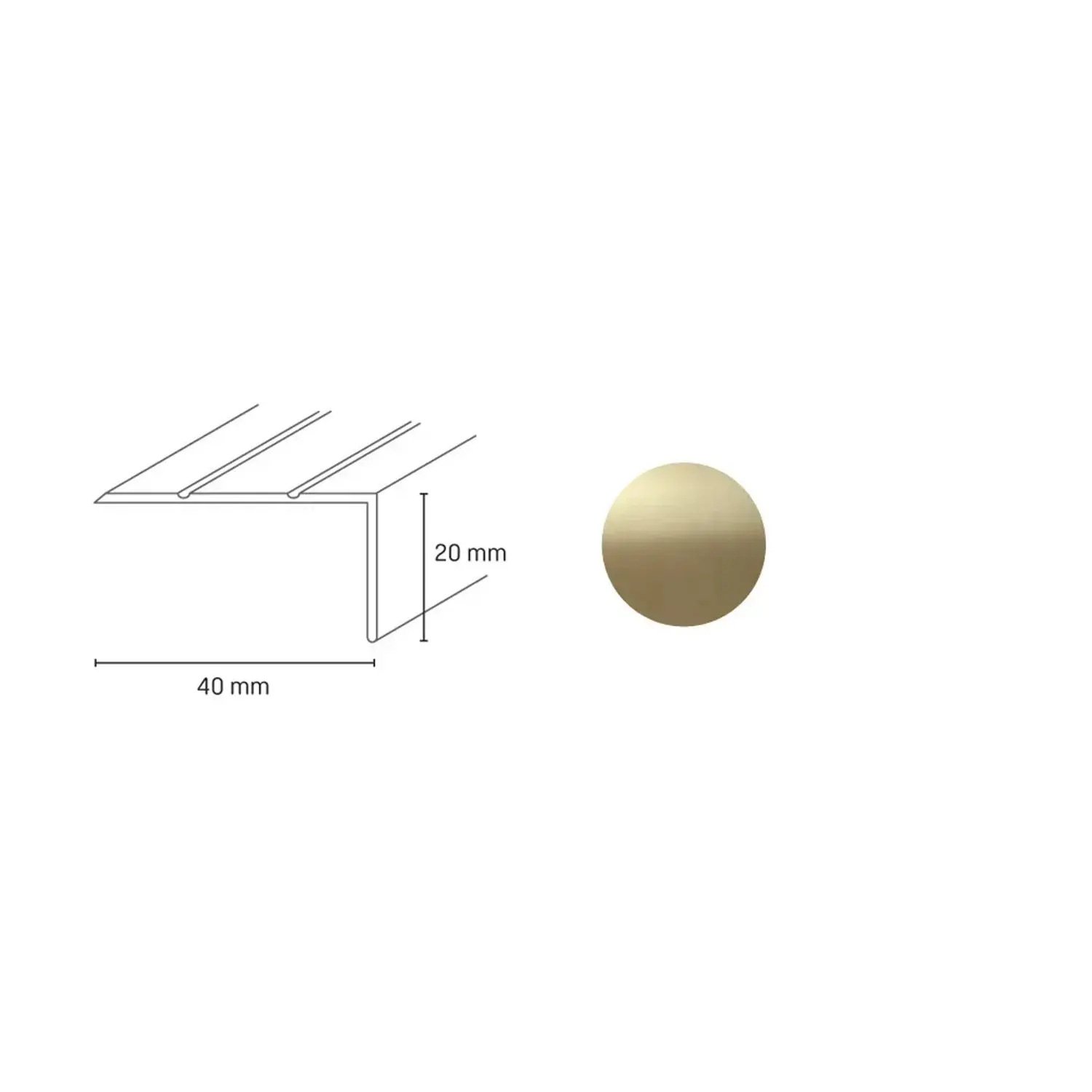 Döllken Profiles Schodová hrana DP 33 šroubovací 40 x 20 x 900 mm, zlatá