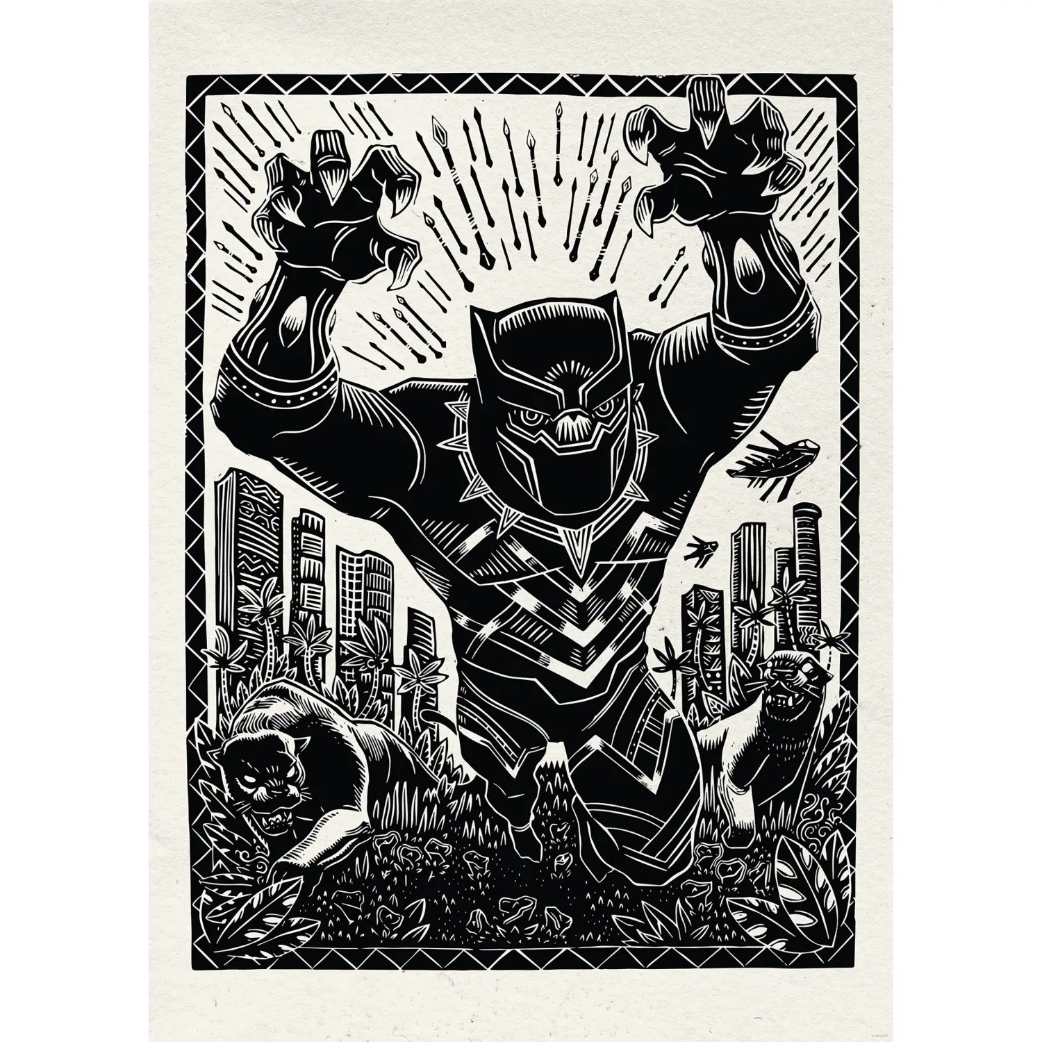 Komar Plakát Marvel Black Panther Lino-Cut Charge 50 x 70 cm