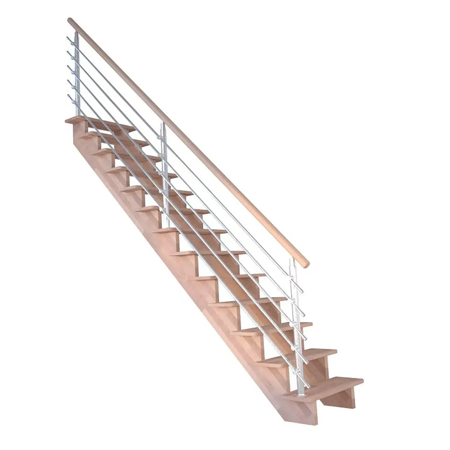 StarWood Schody Lindos bukové rovné 100cm otevřené design. nerez. zábradlí