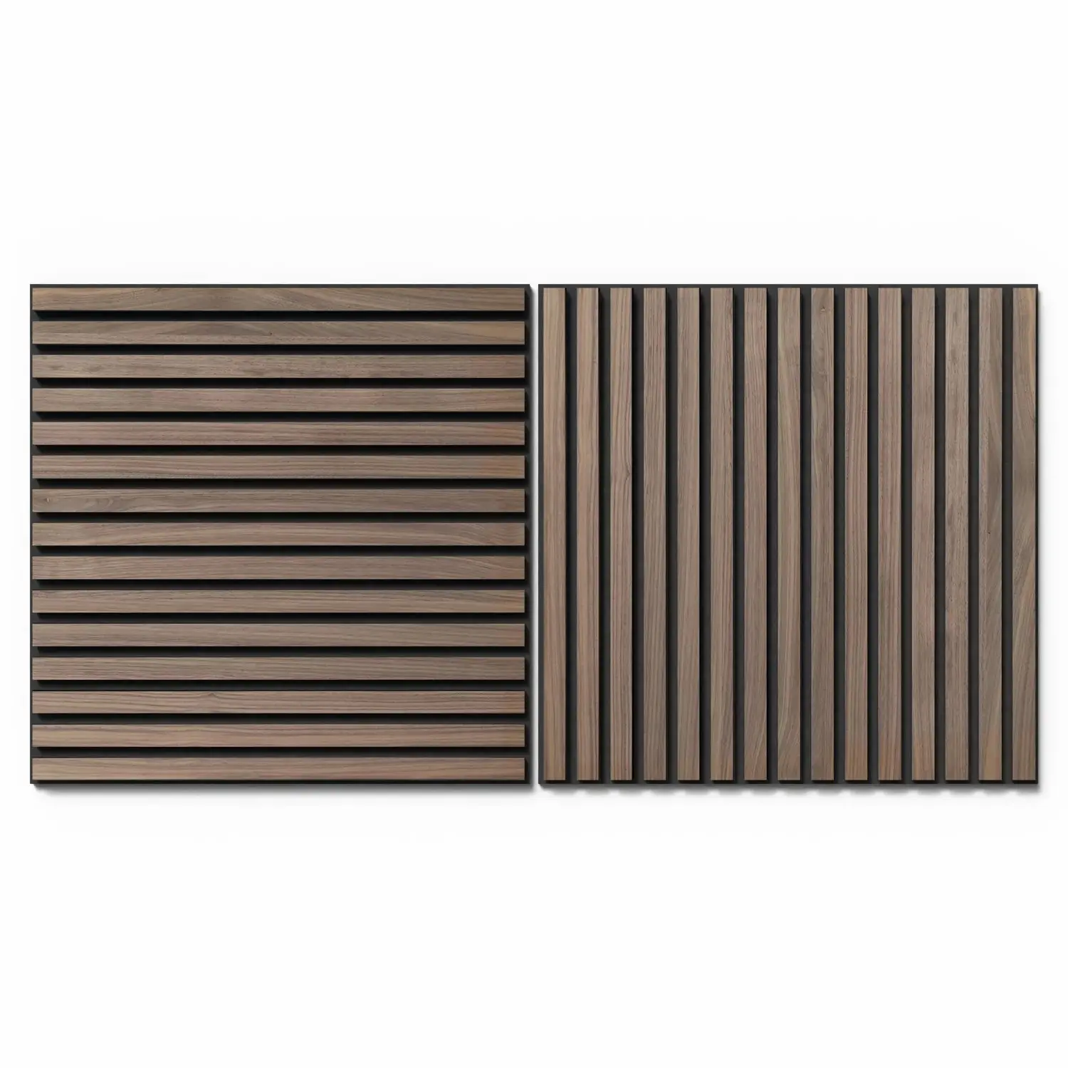 Denpanels Akustický panel WOOD Ořech černá MDF černá plsť 60 x 60 x 2 cm, 2 ks