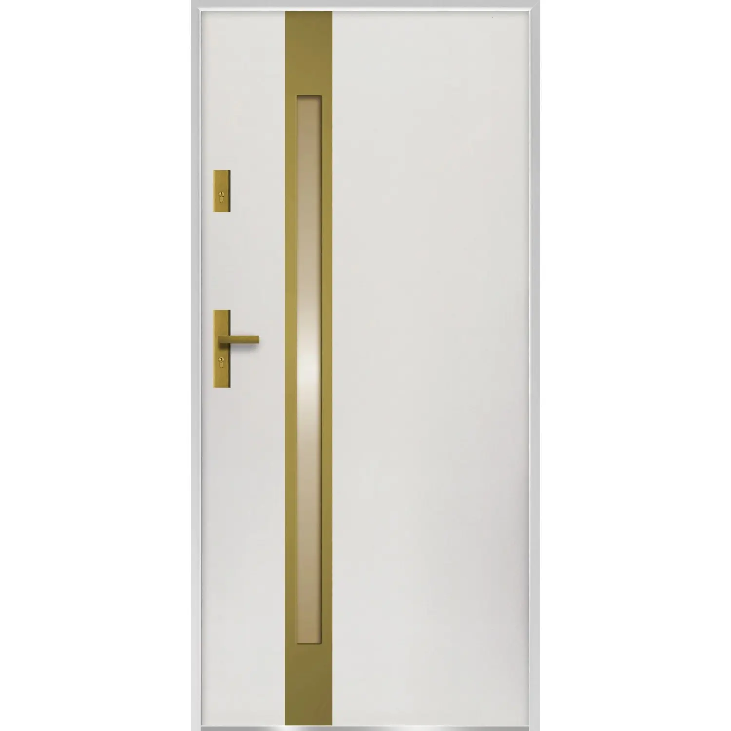 O.K. DOORS Ocelové vchodové dveře TEMIDAS INOX GOLD P55 bílé 90 P
