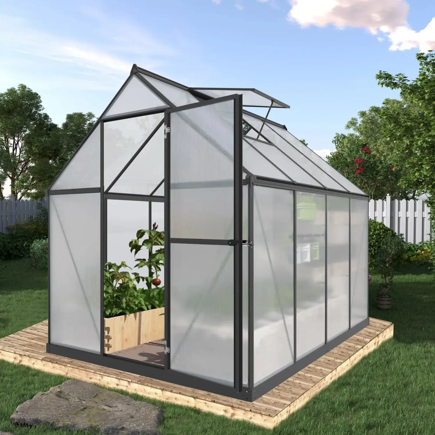Floraworld Skleník GROW III, antracitová, 182 x 243 x 208 cm