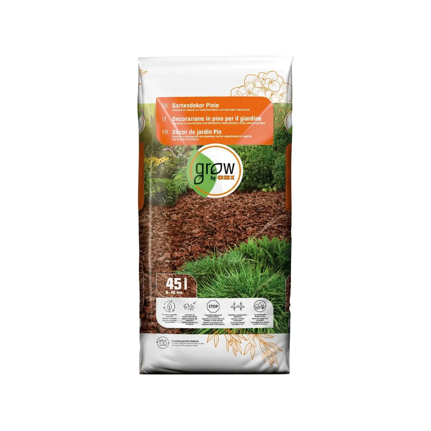 GROW by OBI Dekorativní mulčovací kůra piniová 45 l