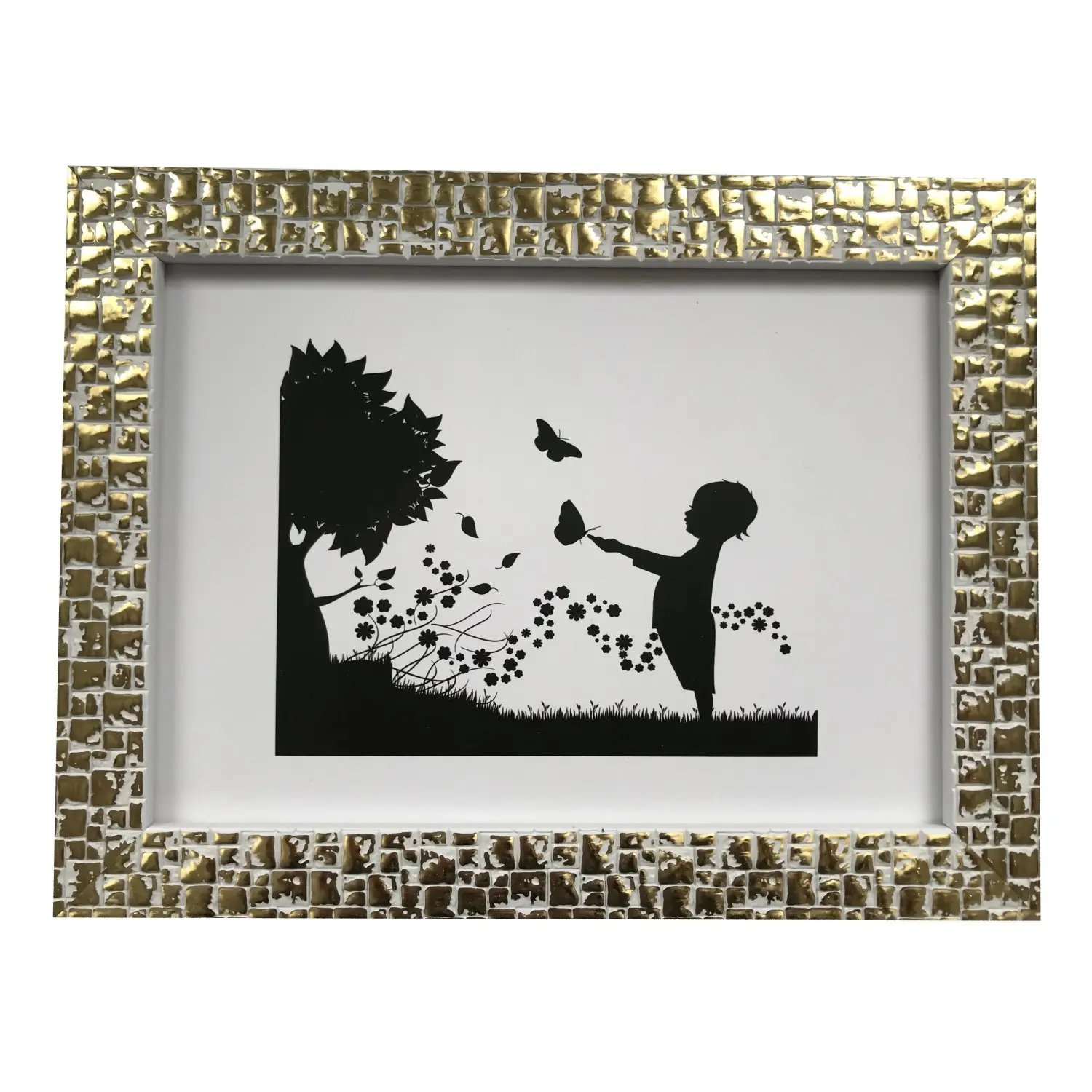 Bondecor Fotorámeček plastový strukturovaný, lišta 19/13 mm, zlatý, 15 x 21 cm