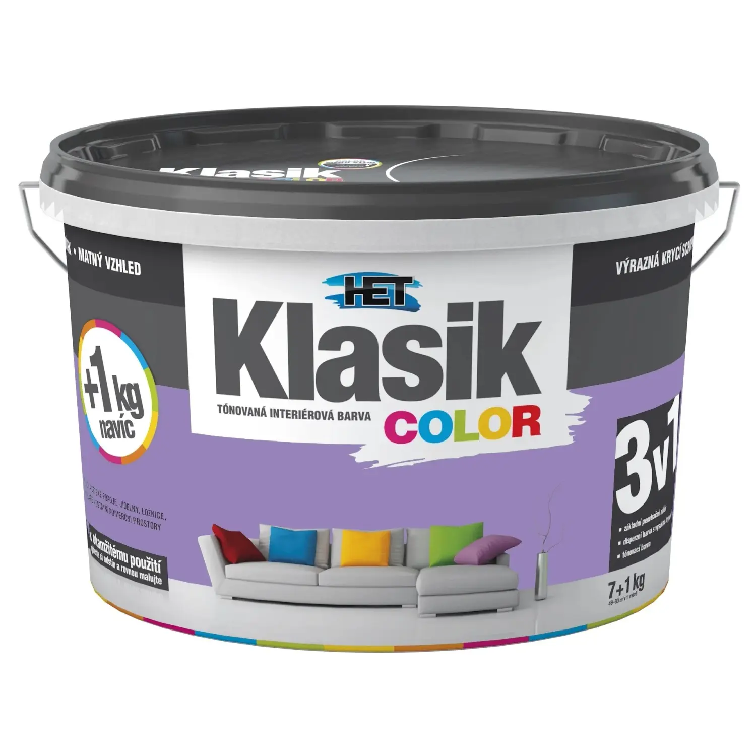 HET Klasik COLOR Tónovaná interiérová barva KC 0347 fialová šeříková, 7 + 1 kg