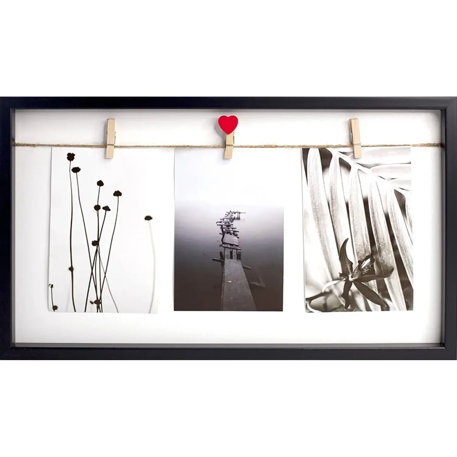 Bondecor Fotorámeček 3 plastový, černý 22 x 40 cm
