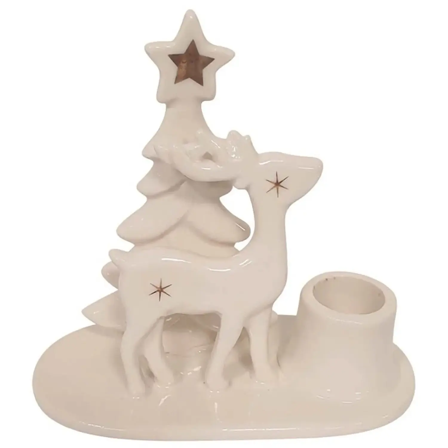 Anděl Přerov Svícen s jelenem porcelánový 12 x 11 x 6 cm