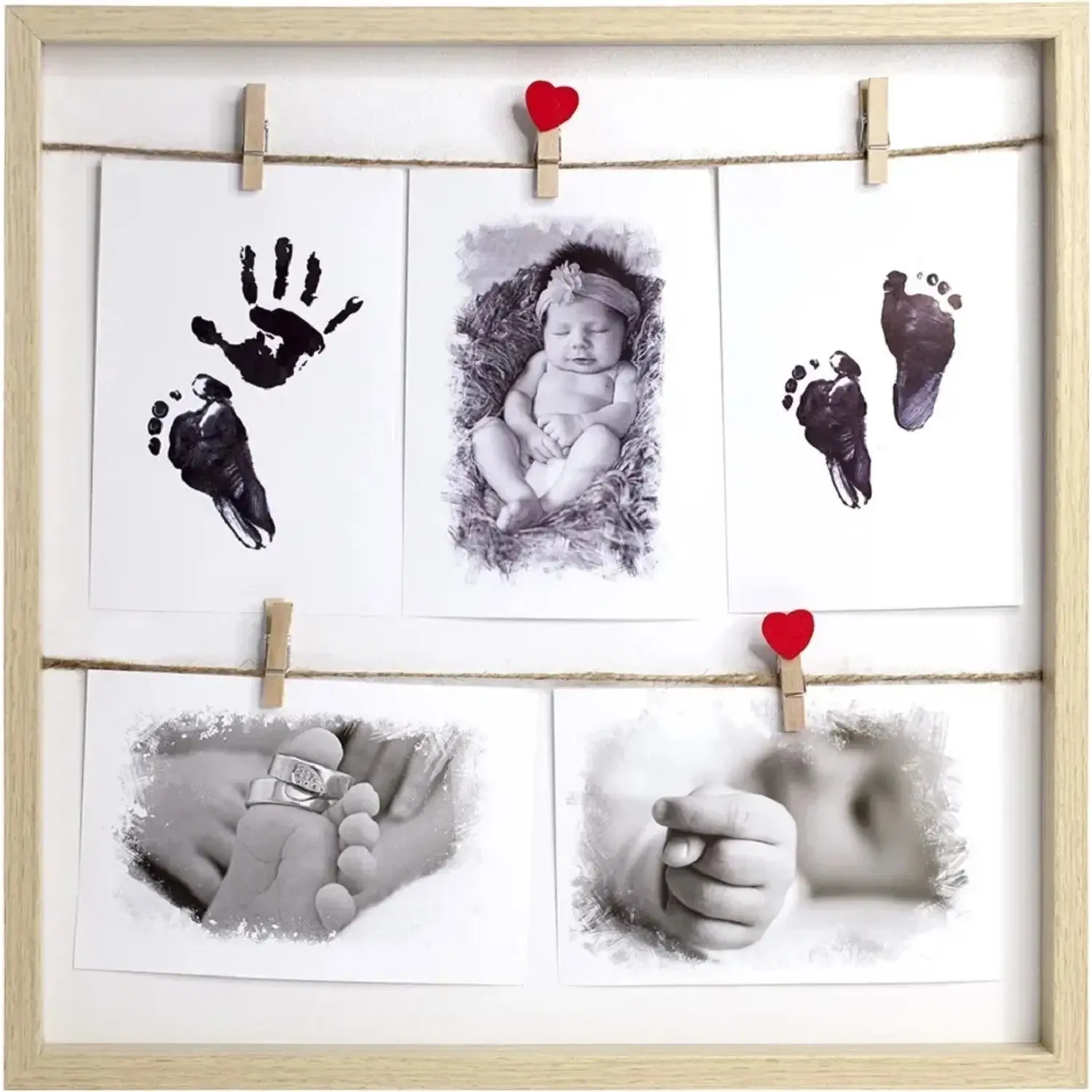 Bondecor Fotorámeček 5 plastový, světlé dřevo 34 x 34 cm